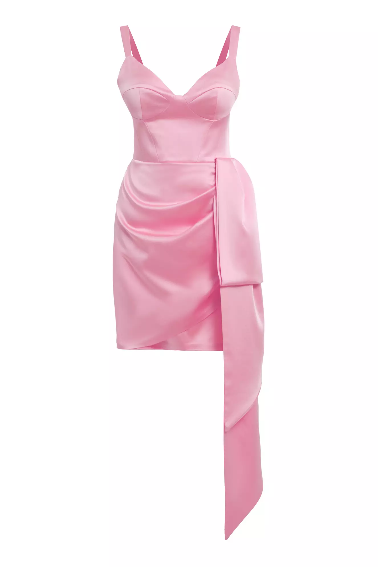 Pink Satin Sleeveless Mini Dress