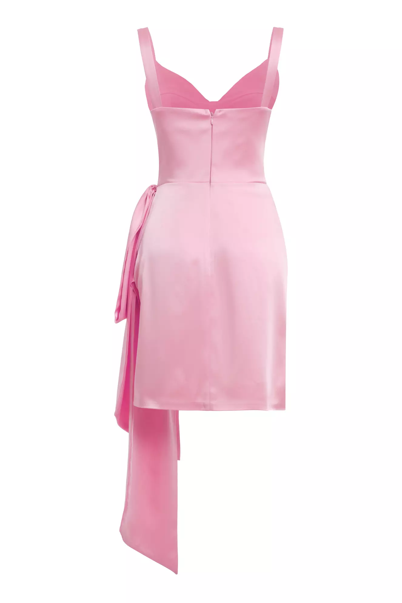 Pink Satin Sleeveless Mini Dress