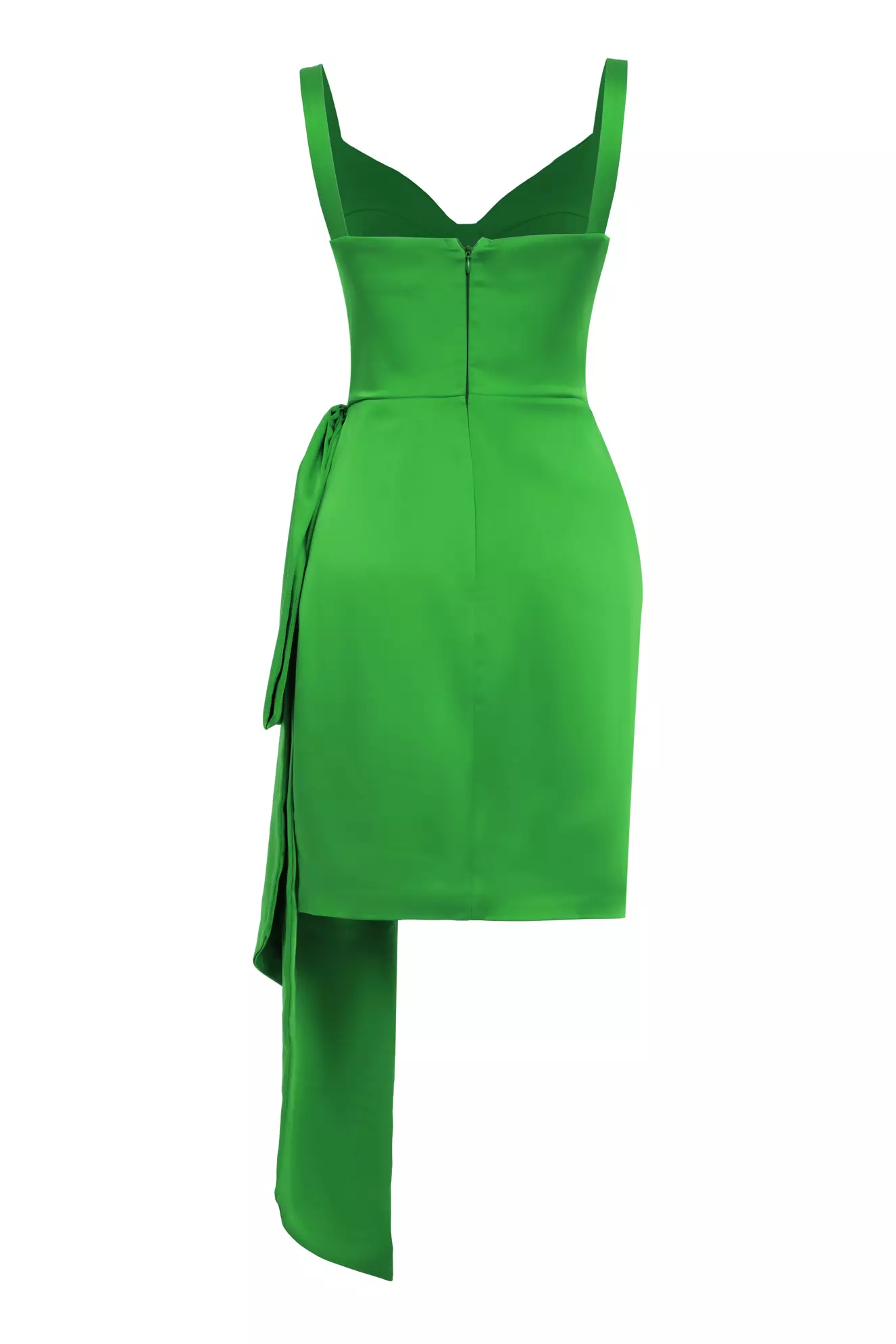 Green Satin Sleeveless Mini Dress