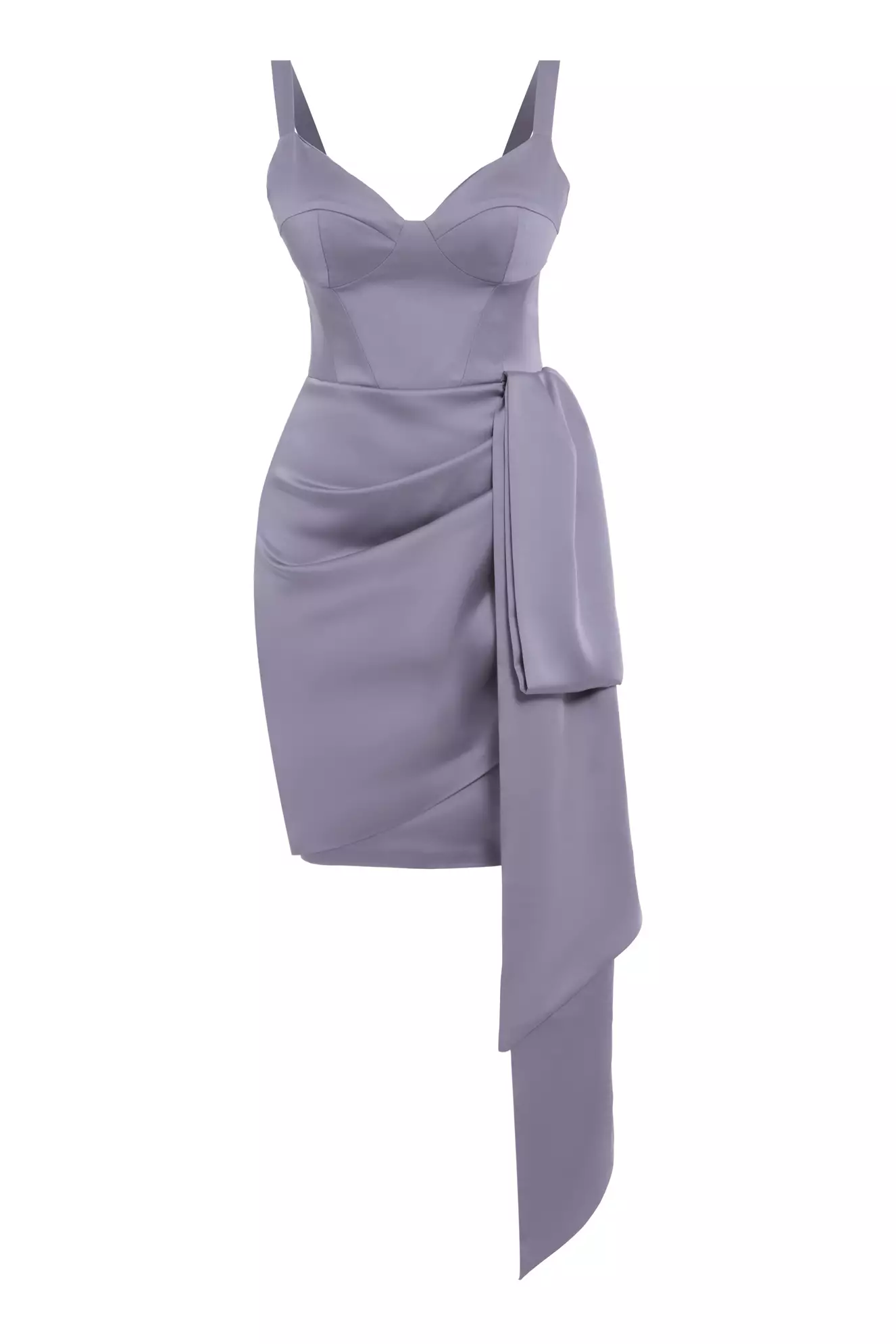 Gray satin sleeveless mini dress