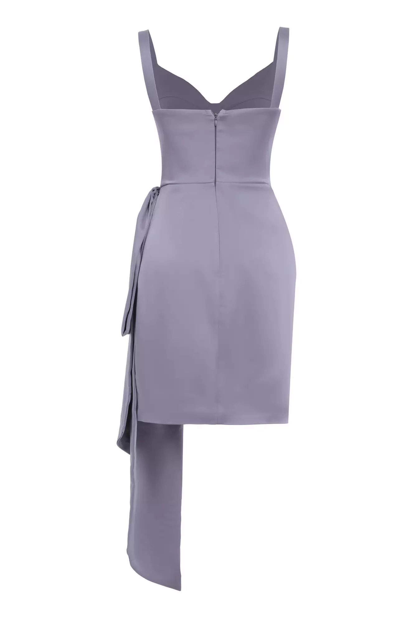 Gray satin sleeveless mini dress