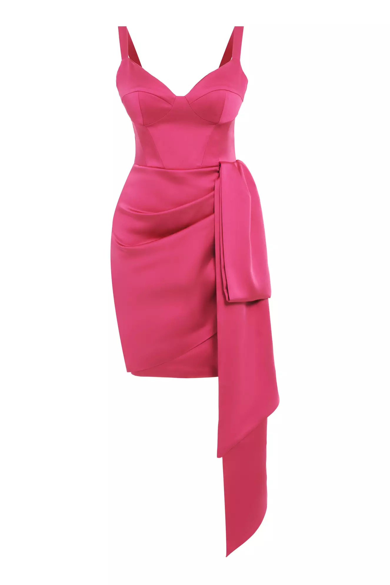 Fuchsia satin sleeveless mini dress
