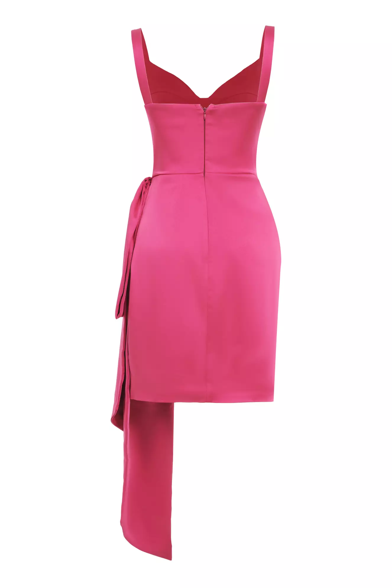 Fuchsia satin sleeveless mini dress