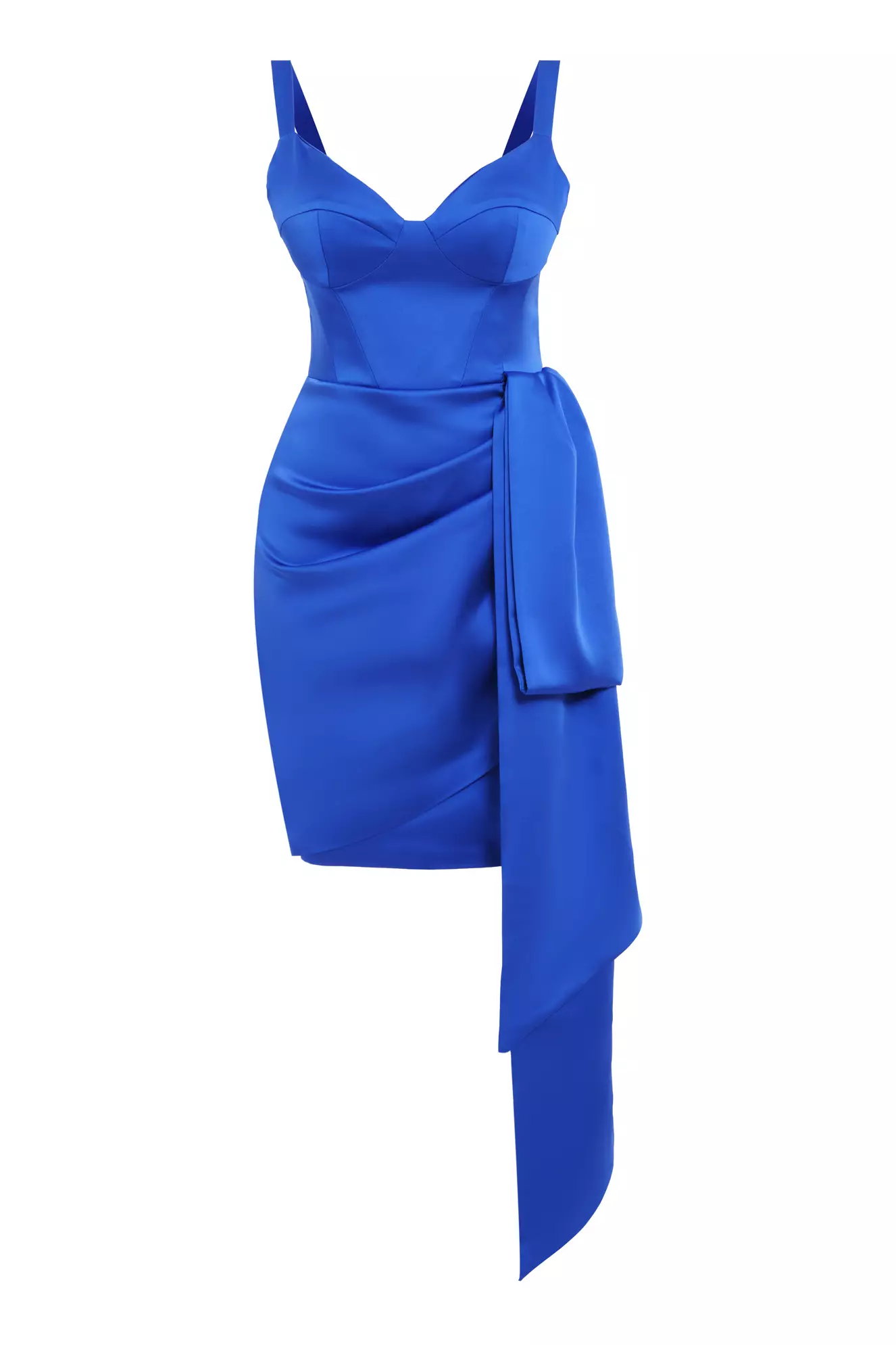 Blue satin sleeveless mini dress