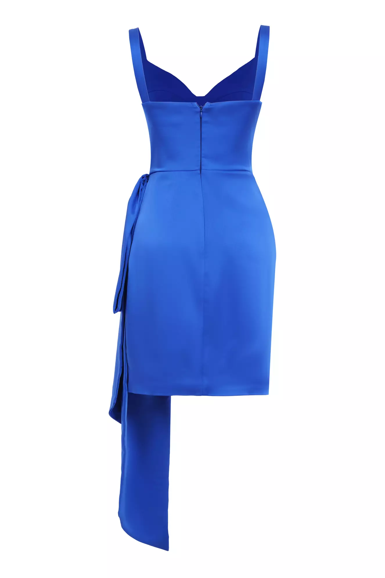 Blue satin sleeveless mini dress