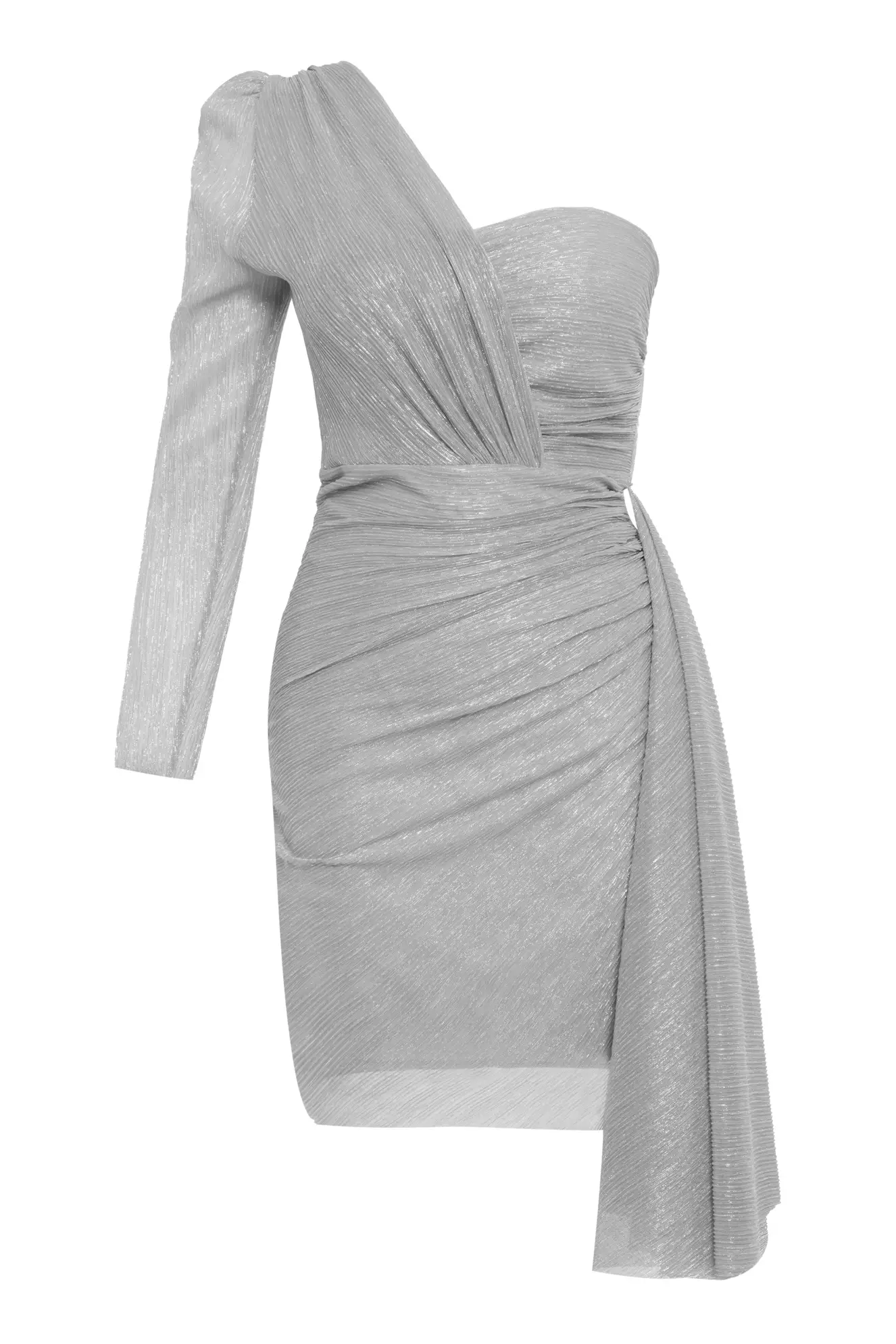 Silver Moonlight One Arm Mini Dress