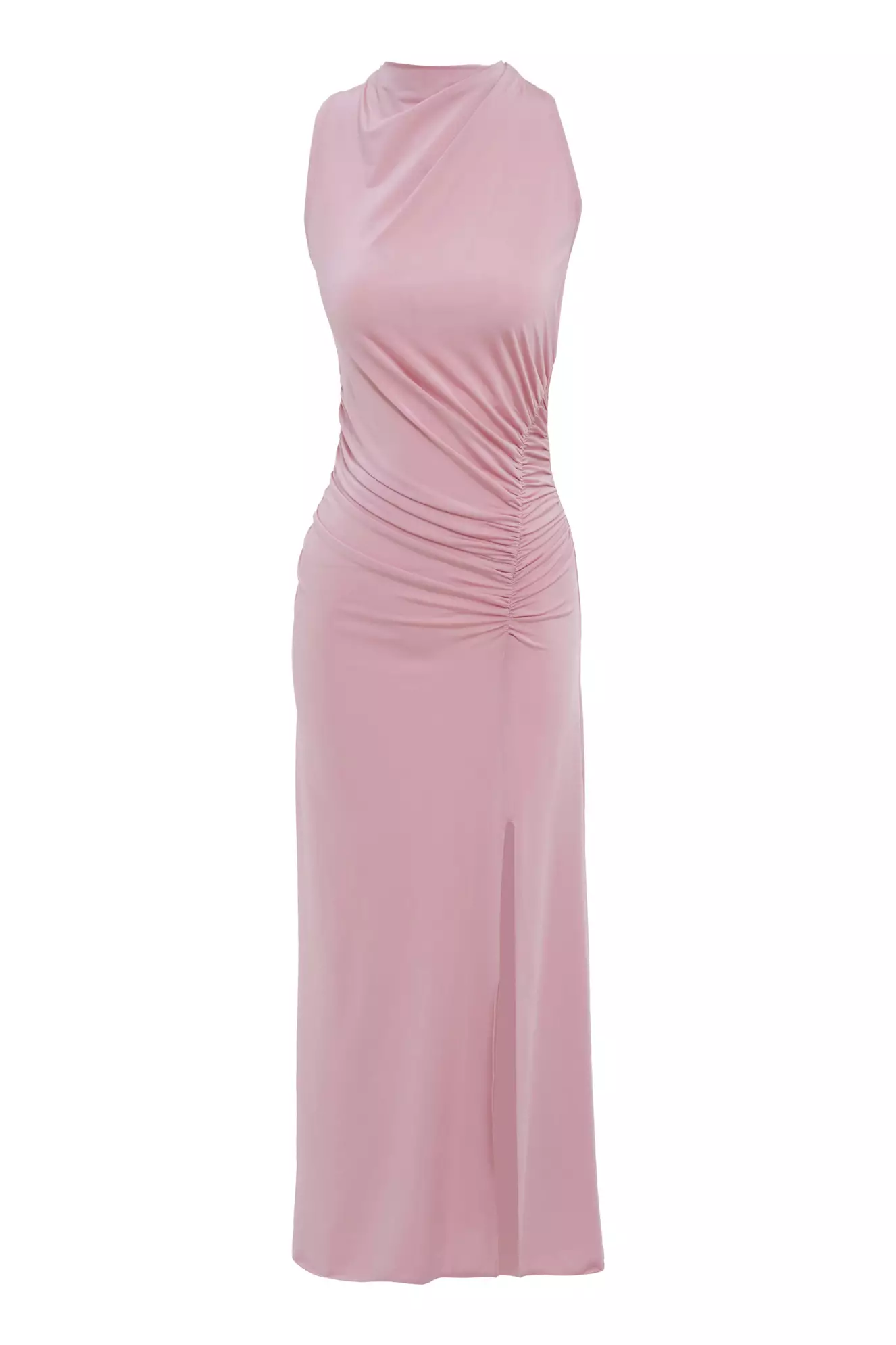 Blush örme saten sleeveless midi dress