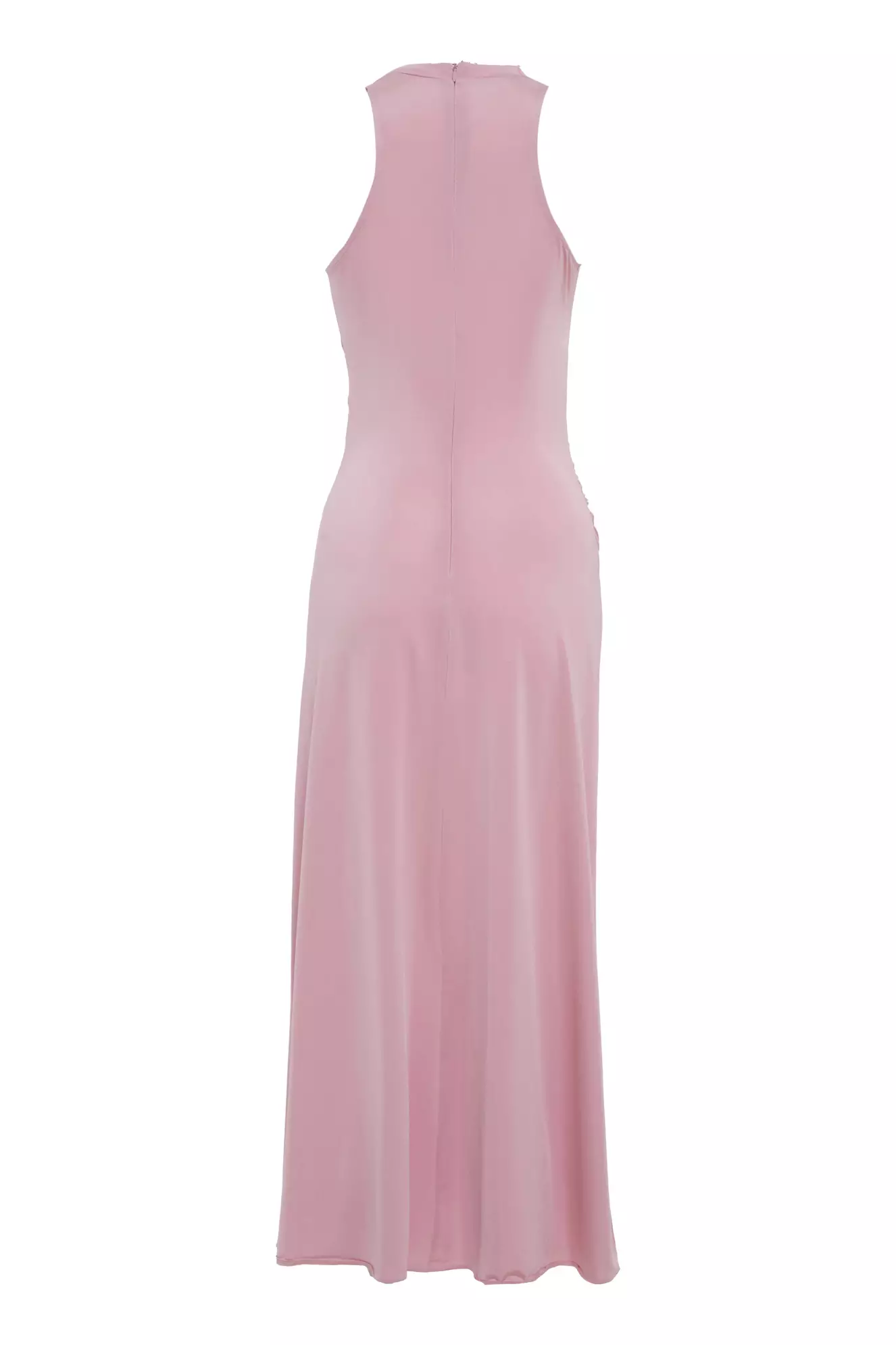 Blush örme saten sleeveless midi dress