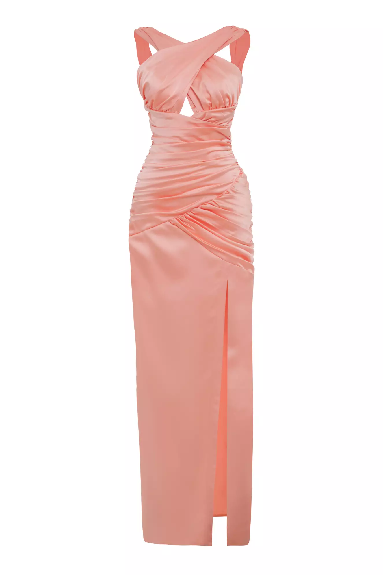 Printed Satin Sleeveless Long Dress