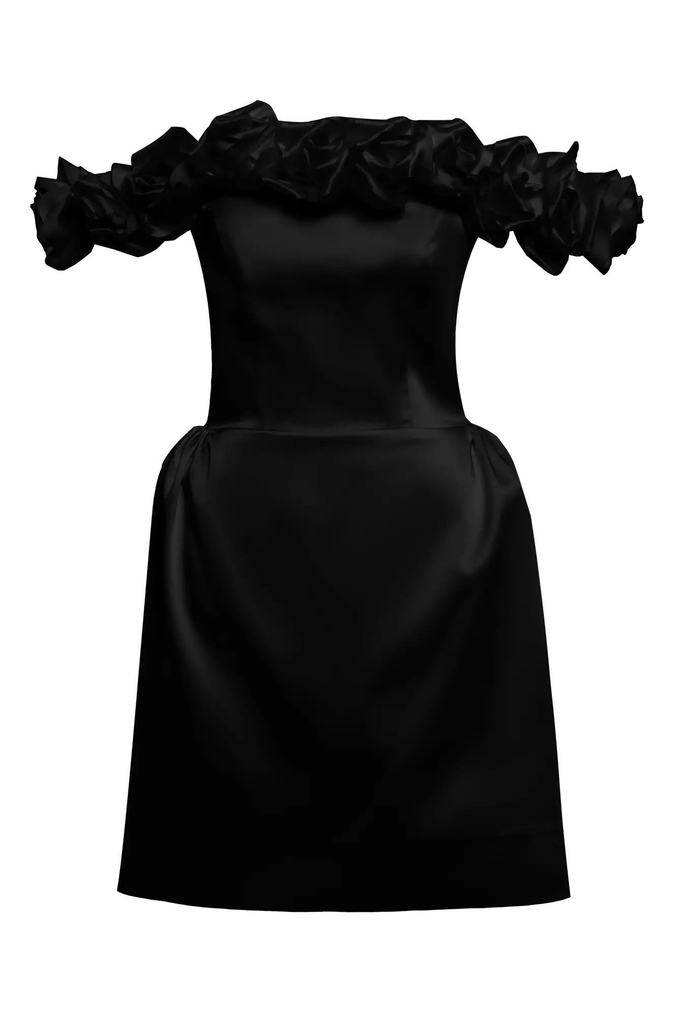 Black satin sleeveless mini dress