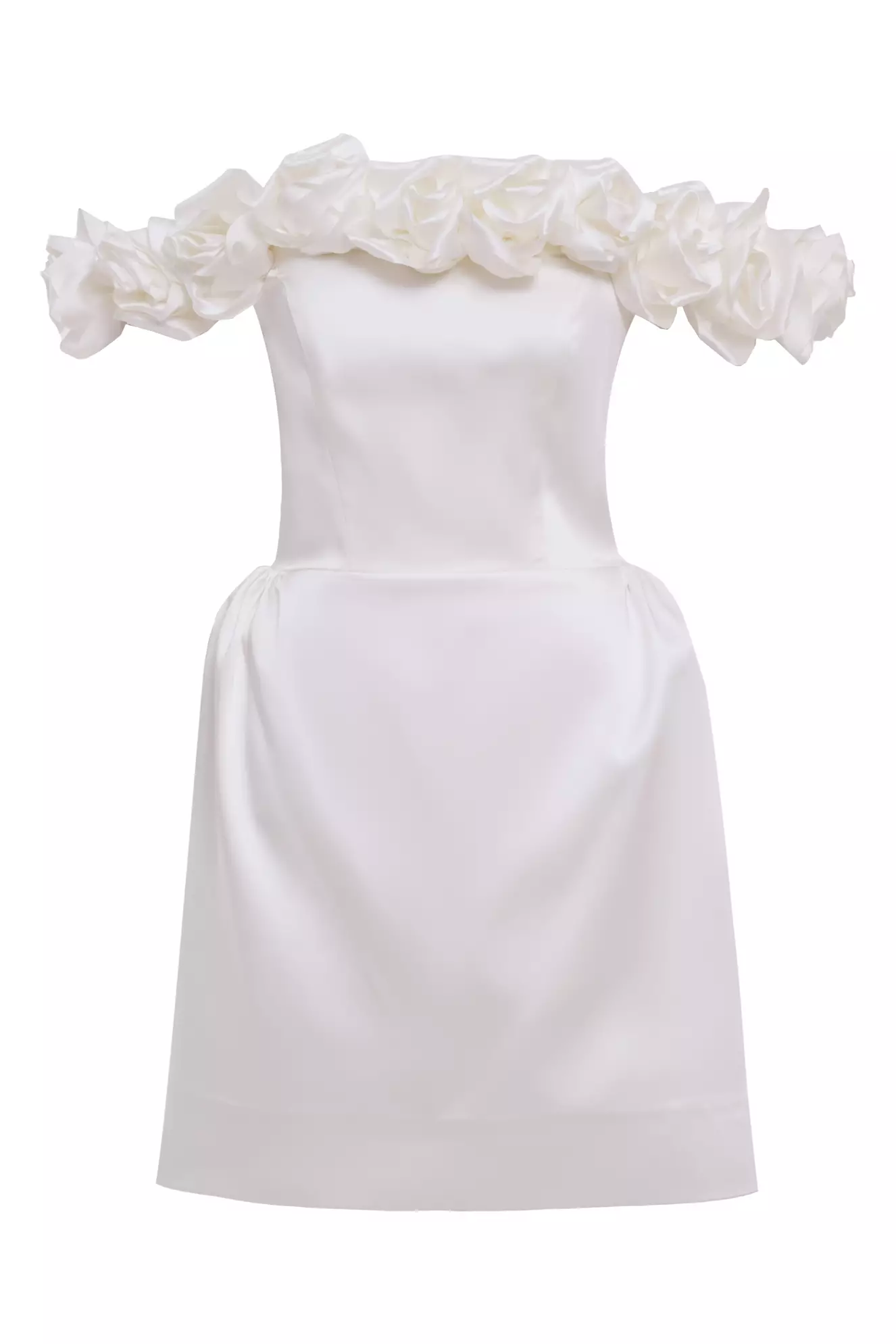 White satin sleeveless mini dress