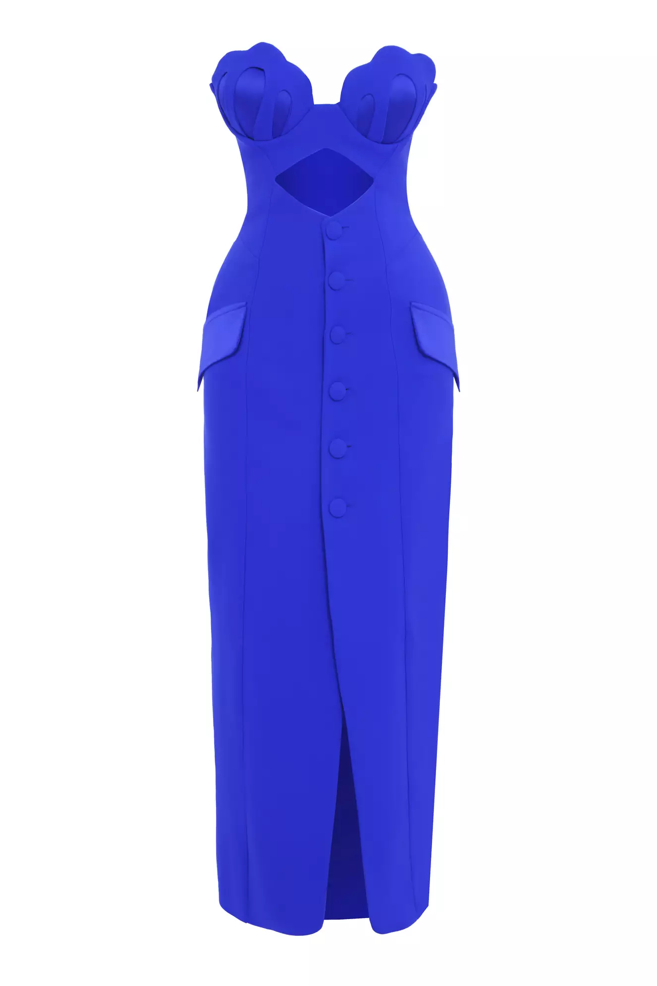 Blue Crepe Sleeveless Maxi Dress