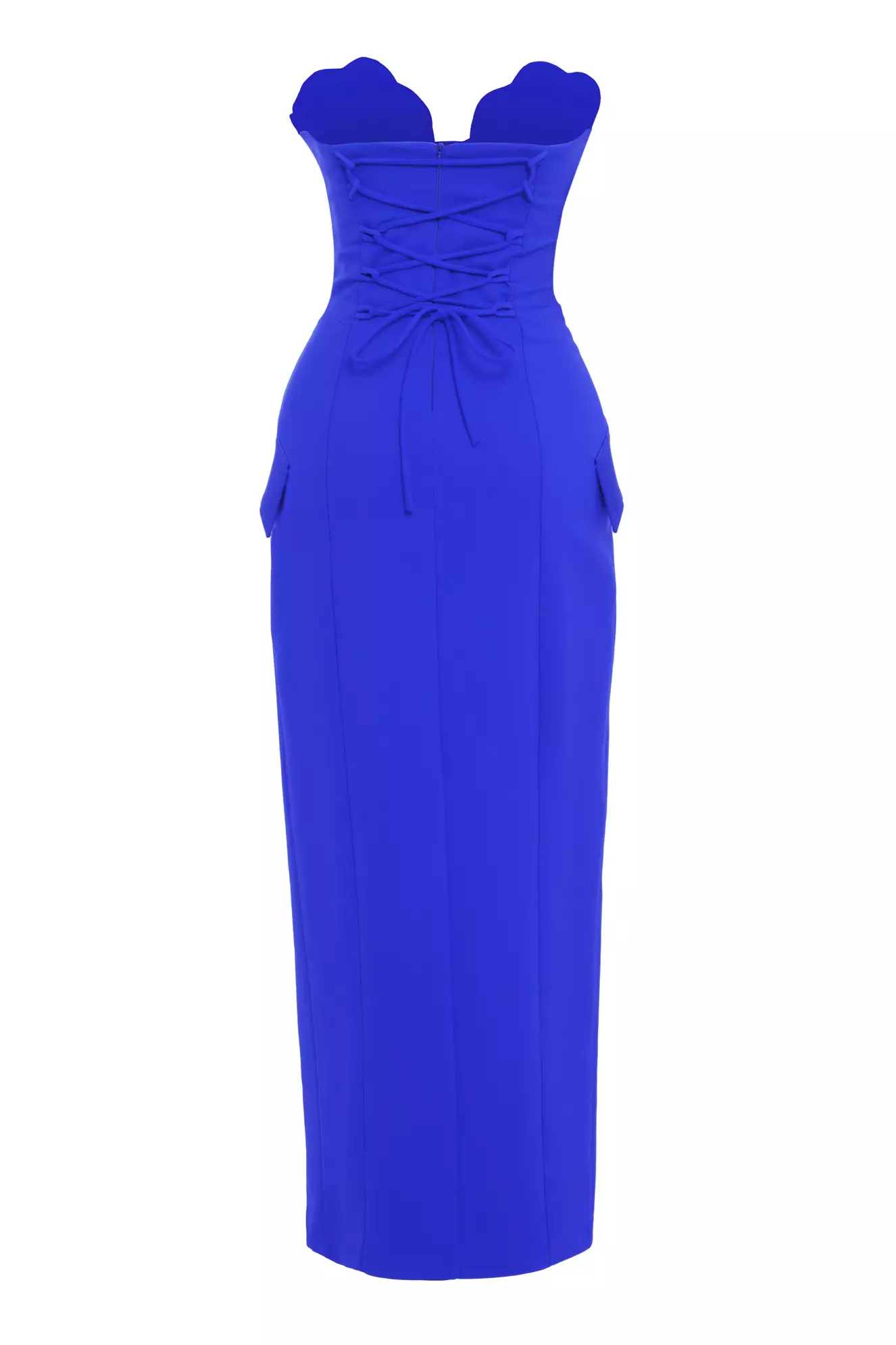 Blue Crepe Sleeveless Maxi Dress