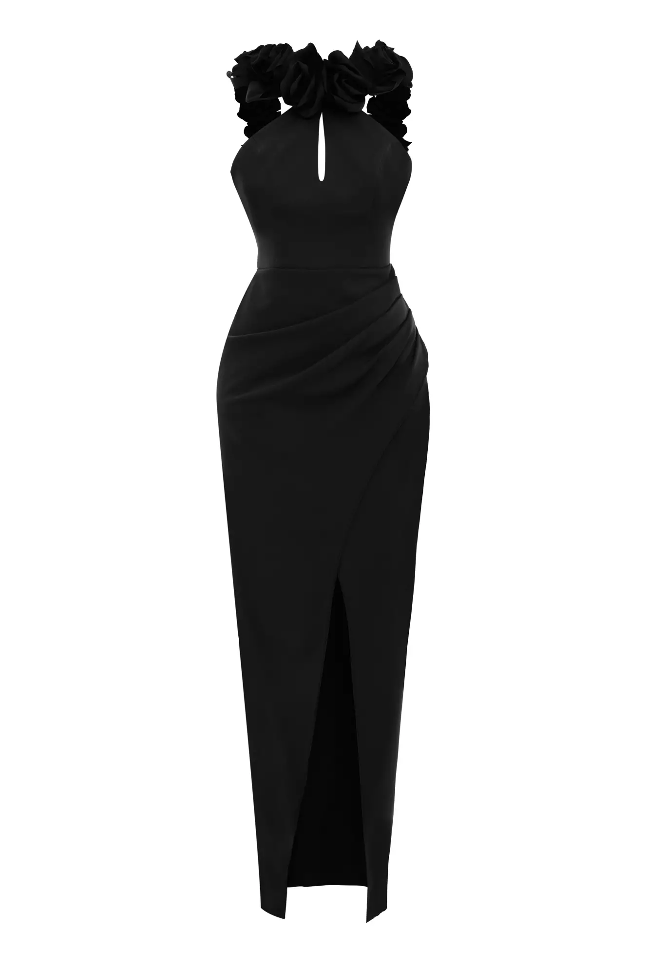 Black Crepe Sleeveless Long Dress