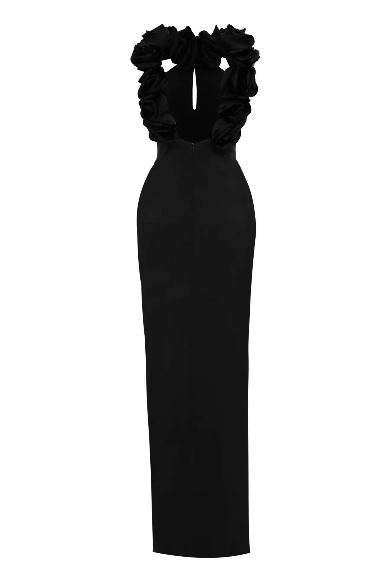 Black Crepe Sleeveless Long Dress