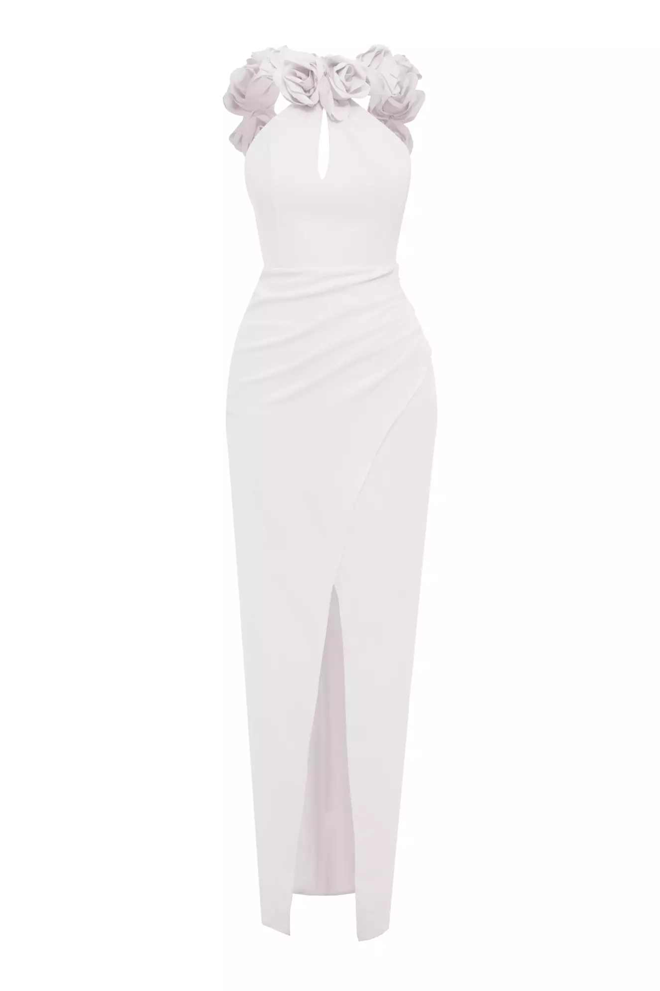 White Crepe Sleeveless Long Dress