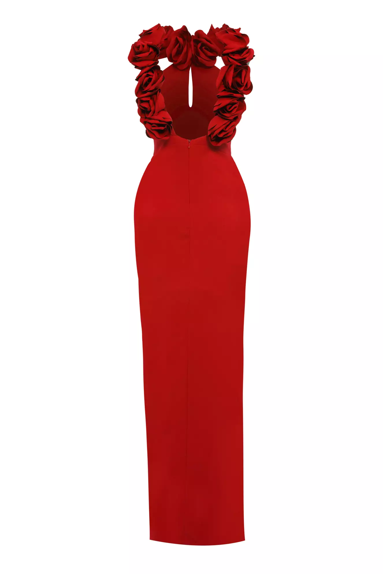 Red Crepe Sleeveless Long Dress