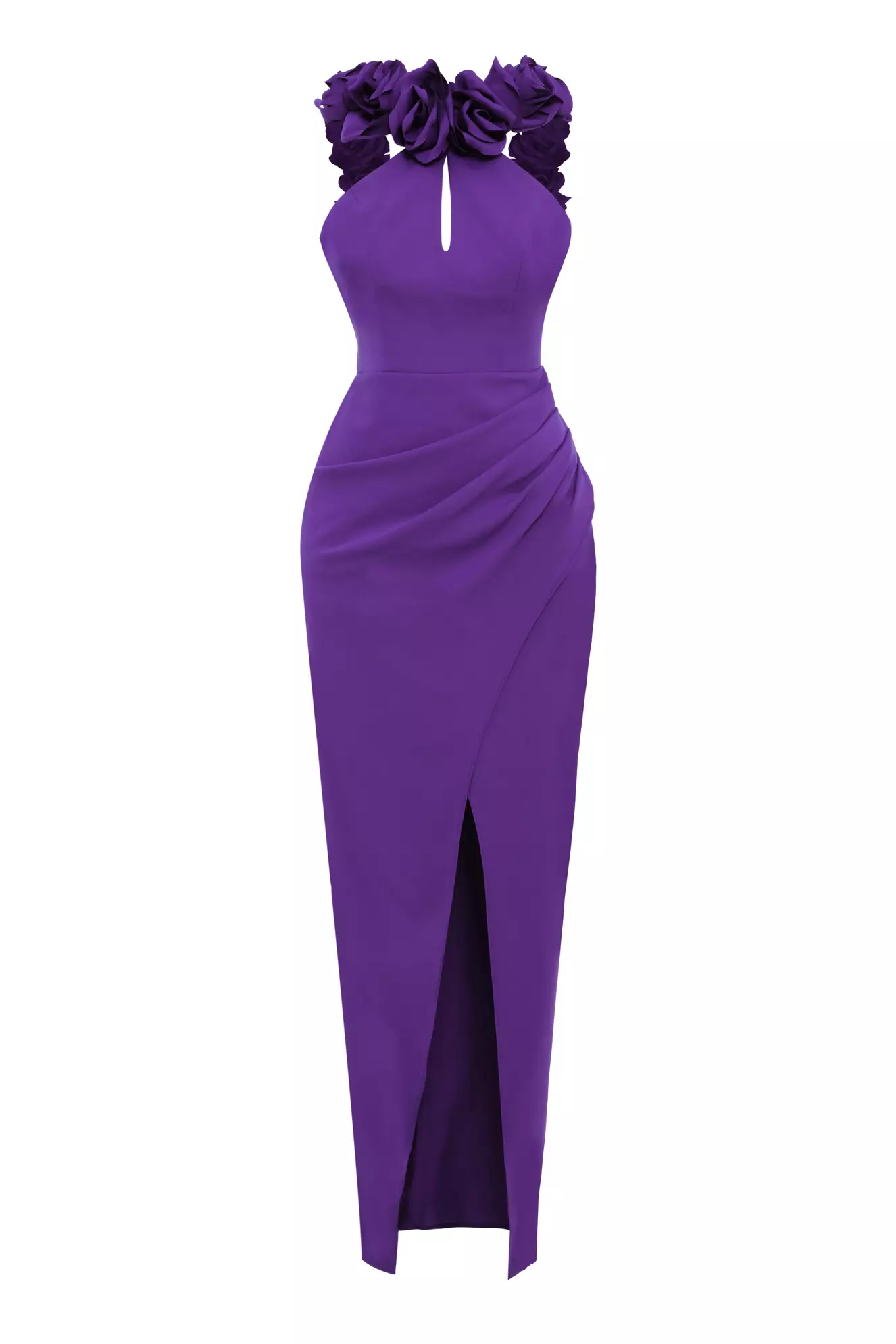 Purple crepe sleeveless long dress