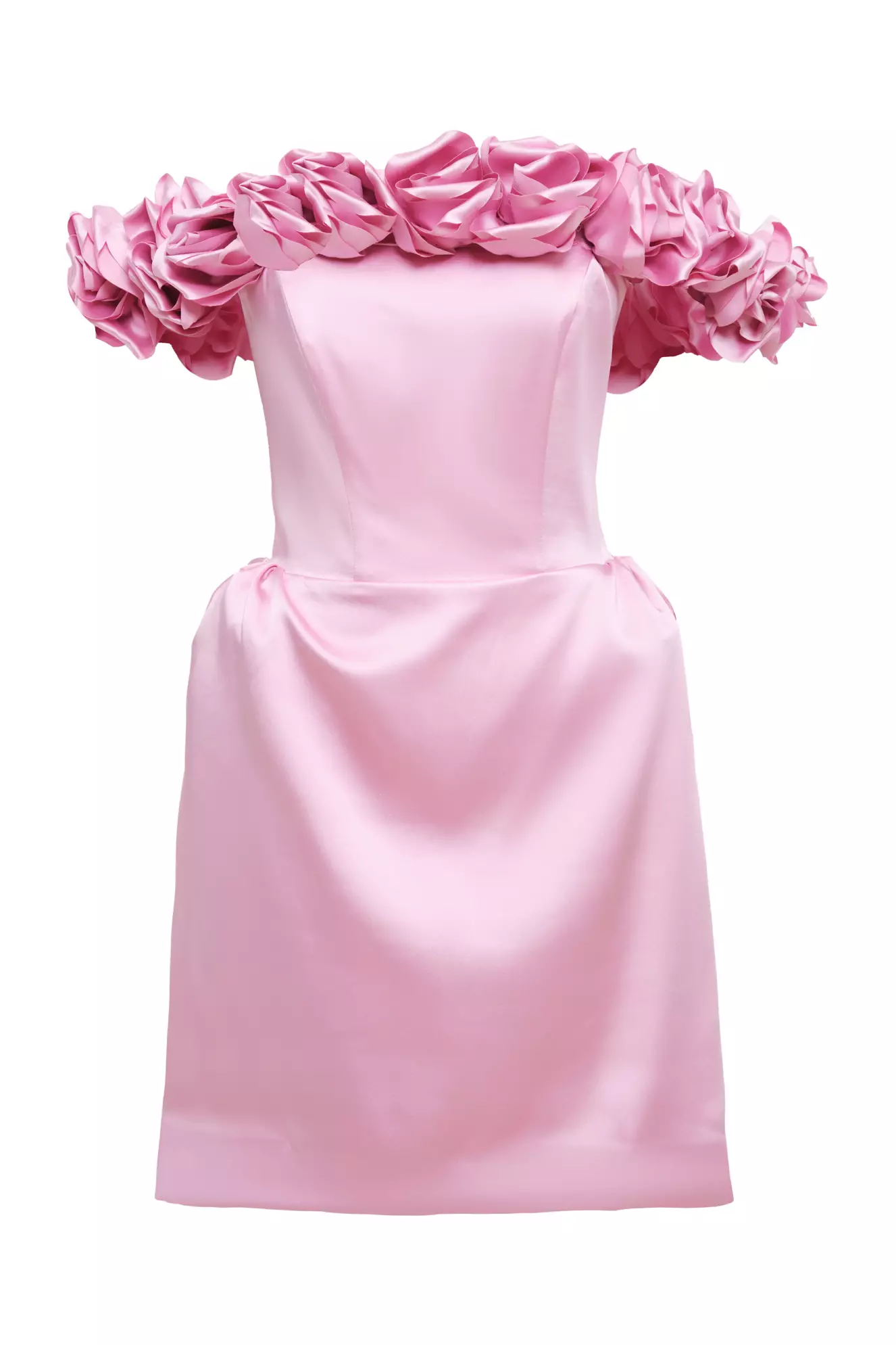 Pink satin sleeveless mini dress
