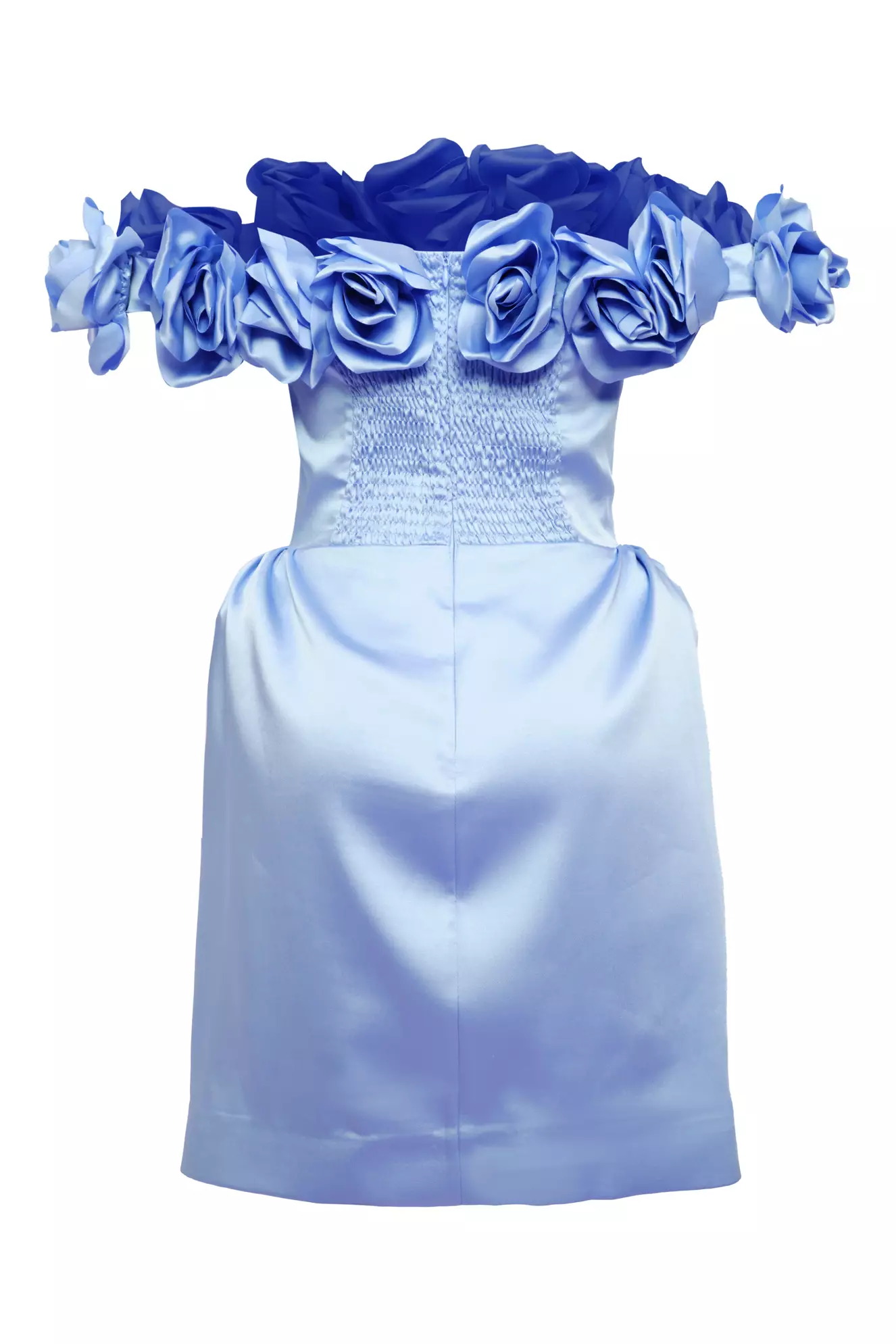 Blue Satin Sleeveless Mini Dress