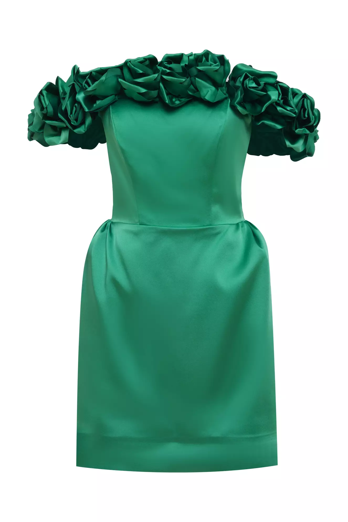 Green Satin Sleeveless Mini Dress