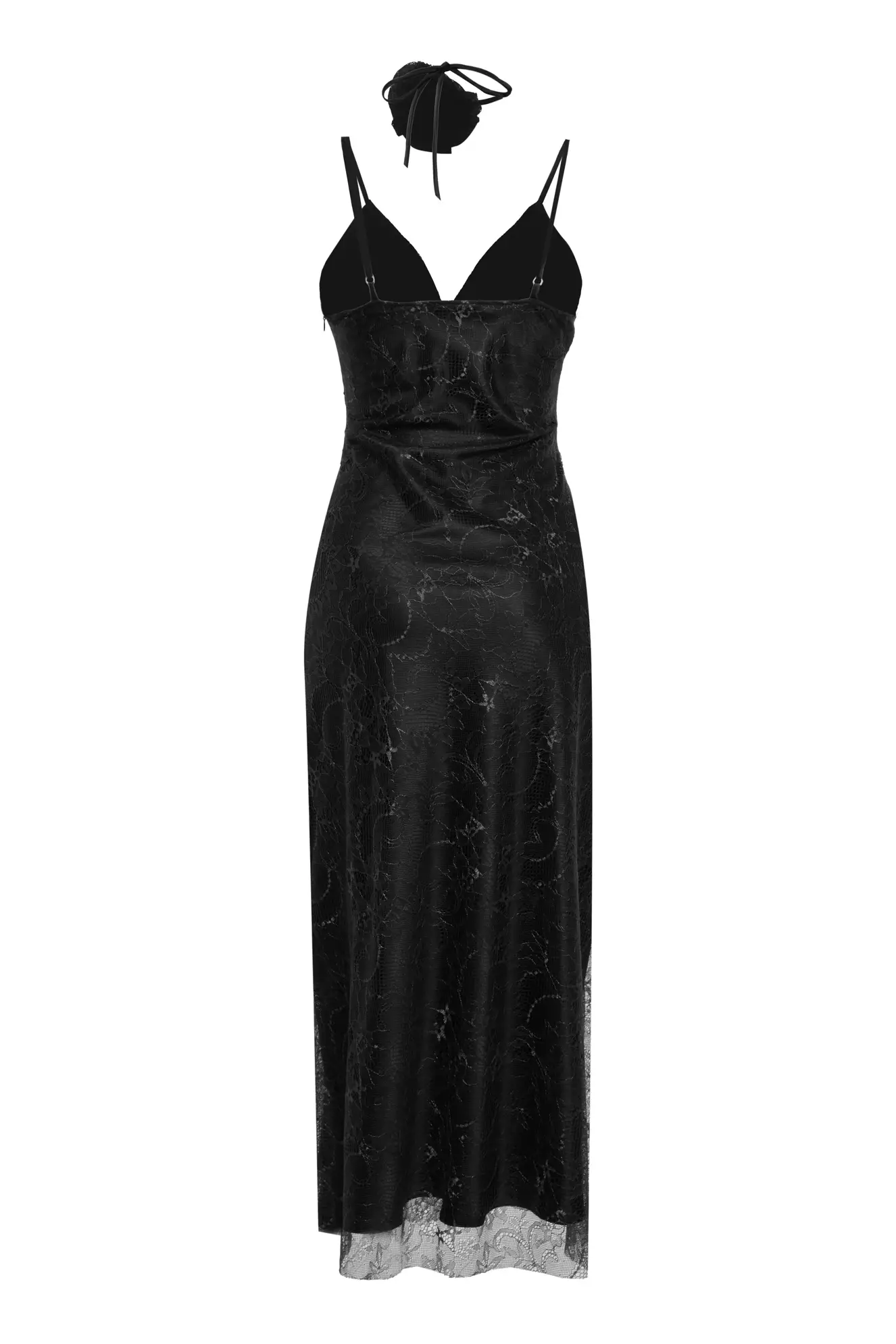 Black Lace Sleeveless Midi Dress