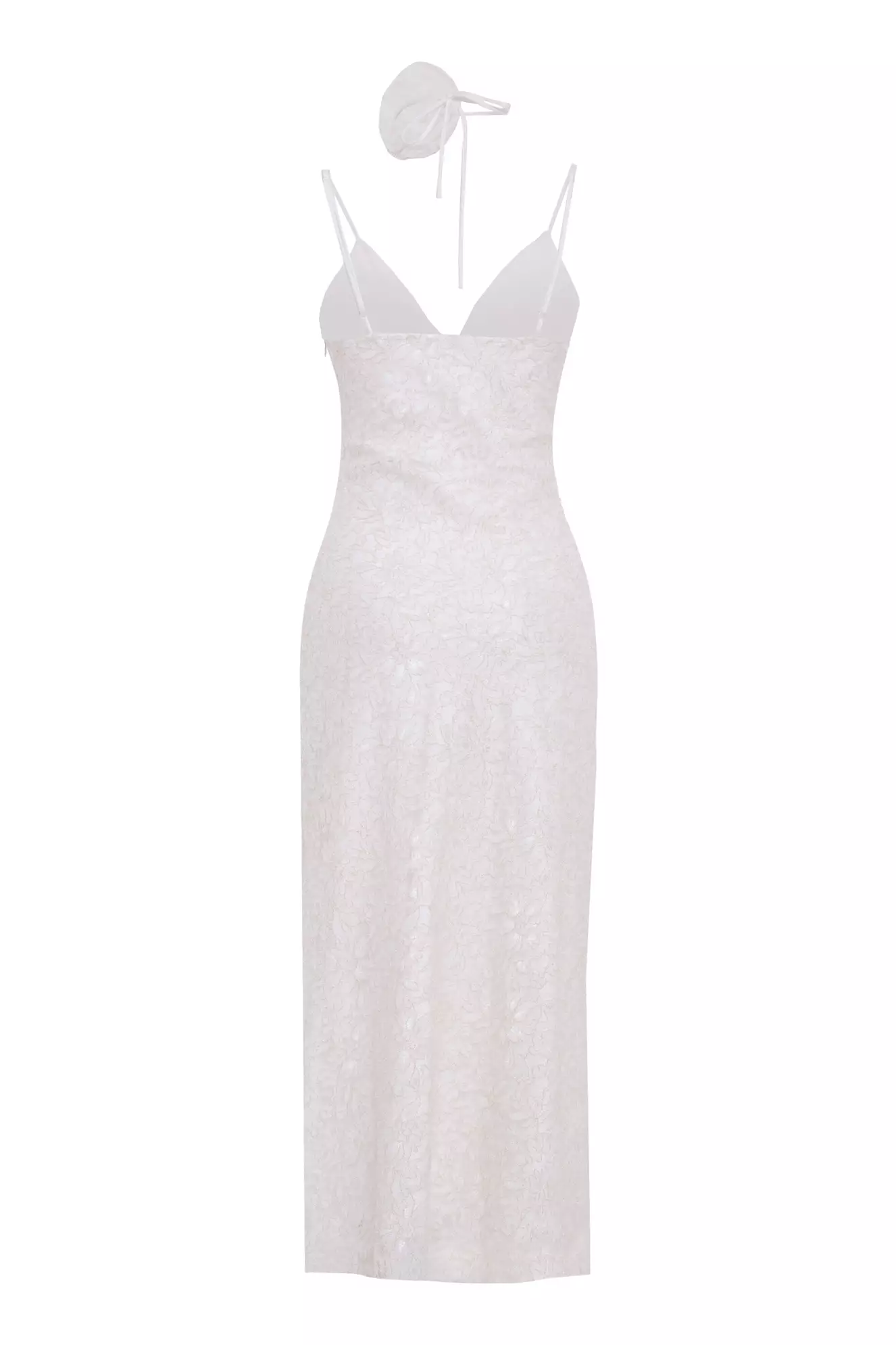 White lace sleeveless midi dress