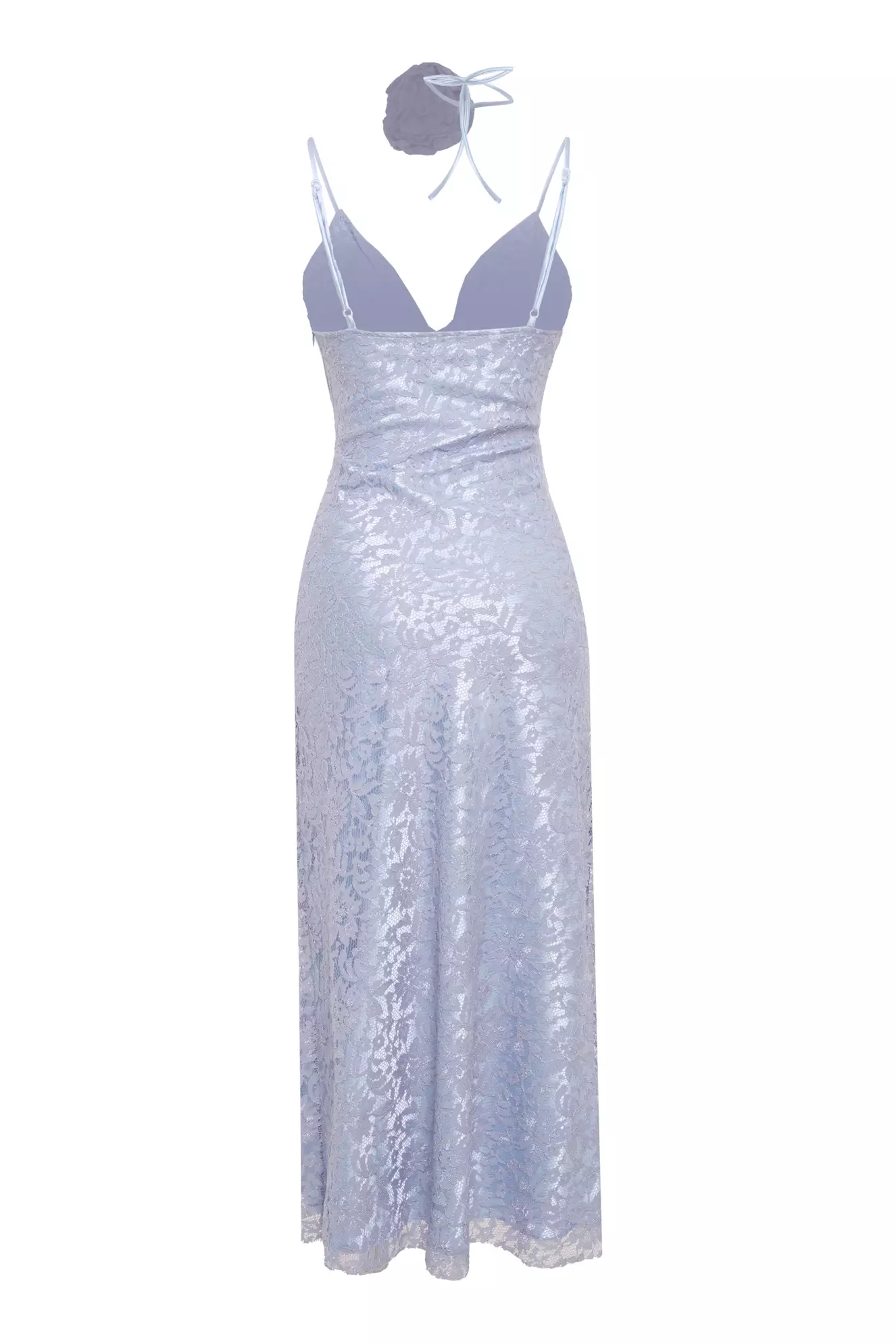 Gray Lace Sleeveless Midi Dress