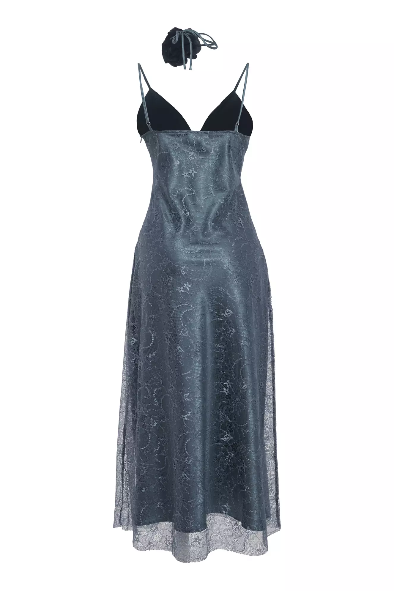 Smoked Lace Sleeveless Midi Dress
