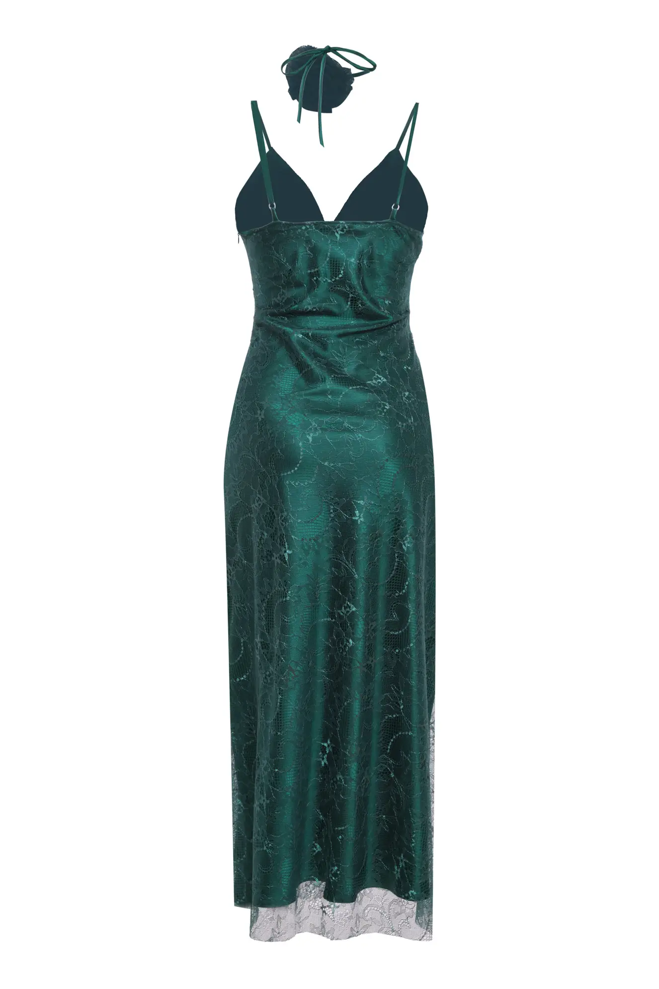 Green Lace Sleeveless Midi Dress