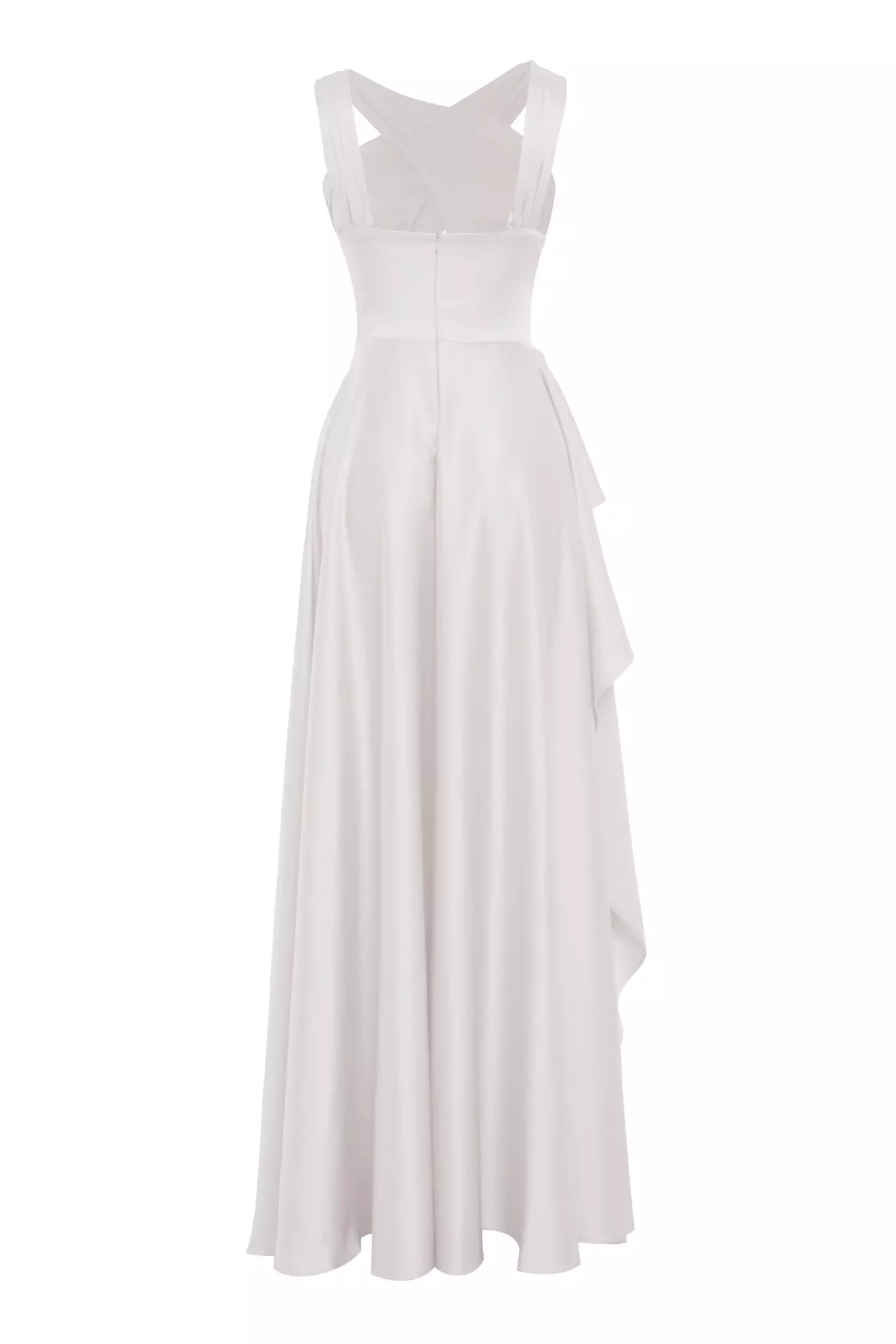 White satin sleeveless long dress