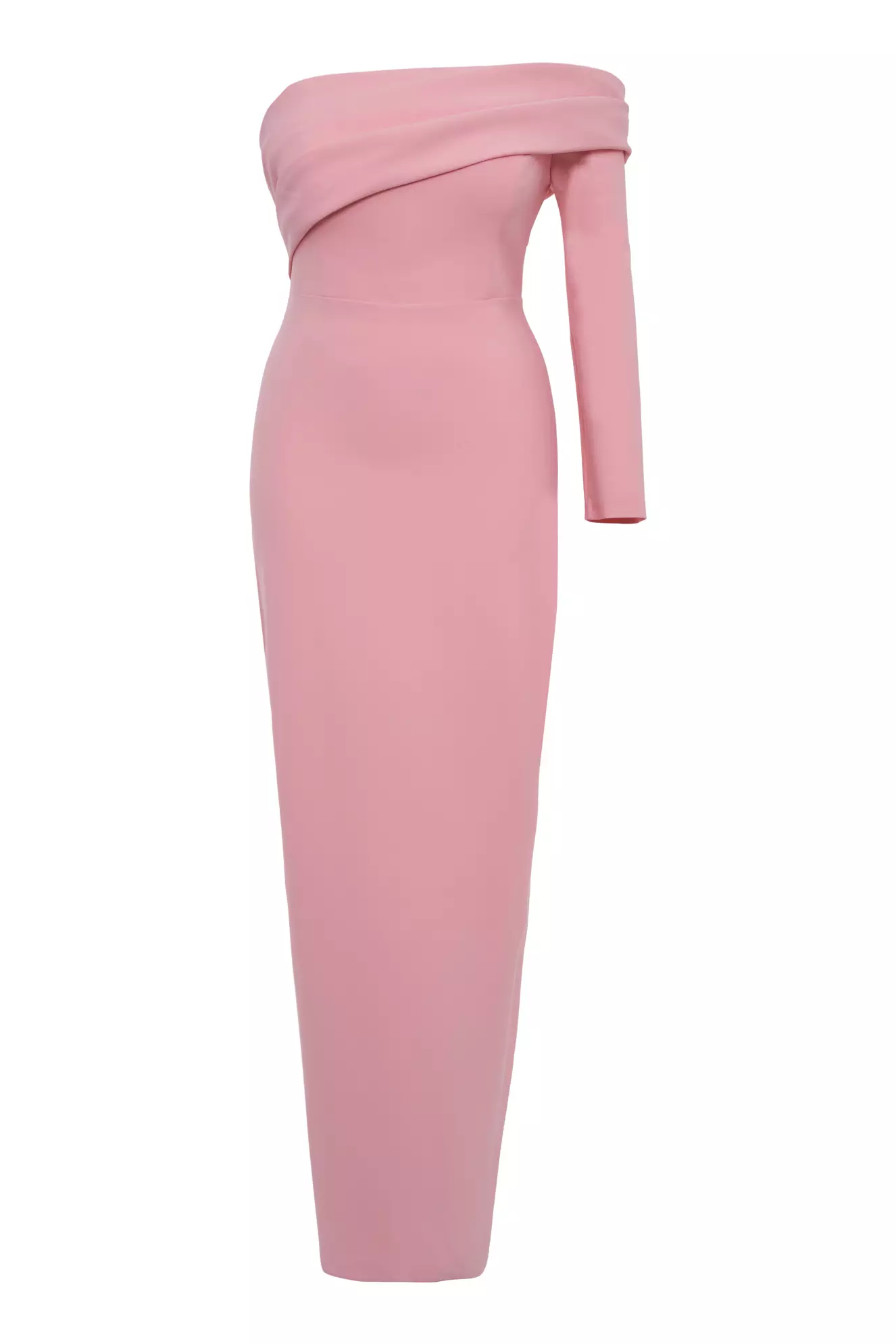 Blush Plus Size Crepe One Arm Long Dress