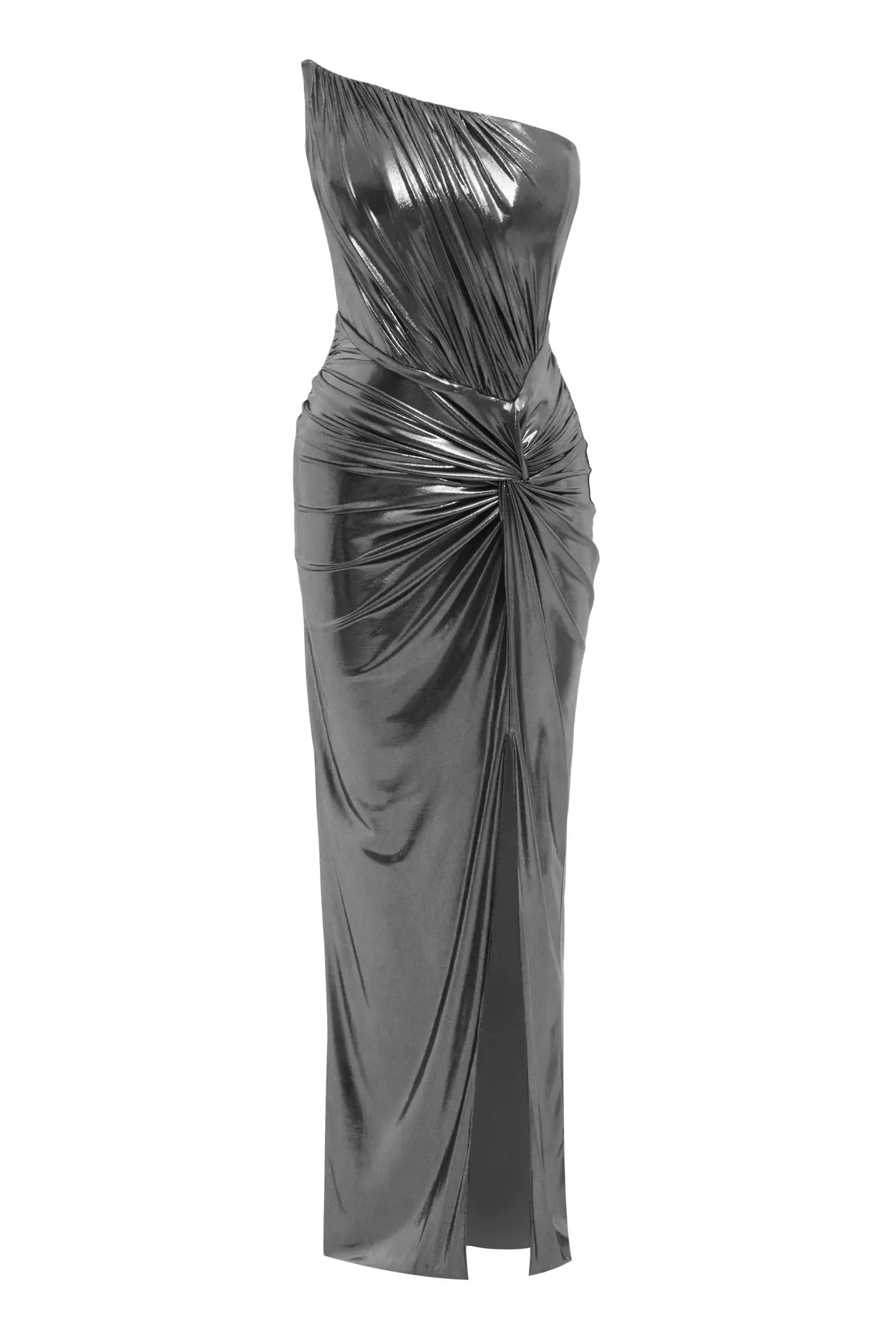 Siyah Gümüş Knitted Sleeveless Long Dress