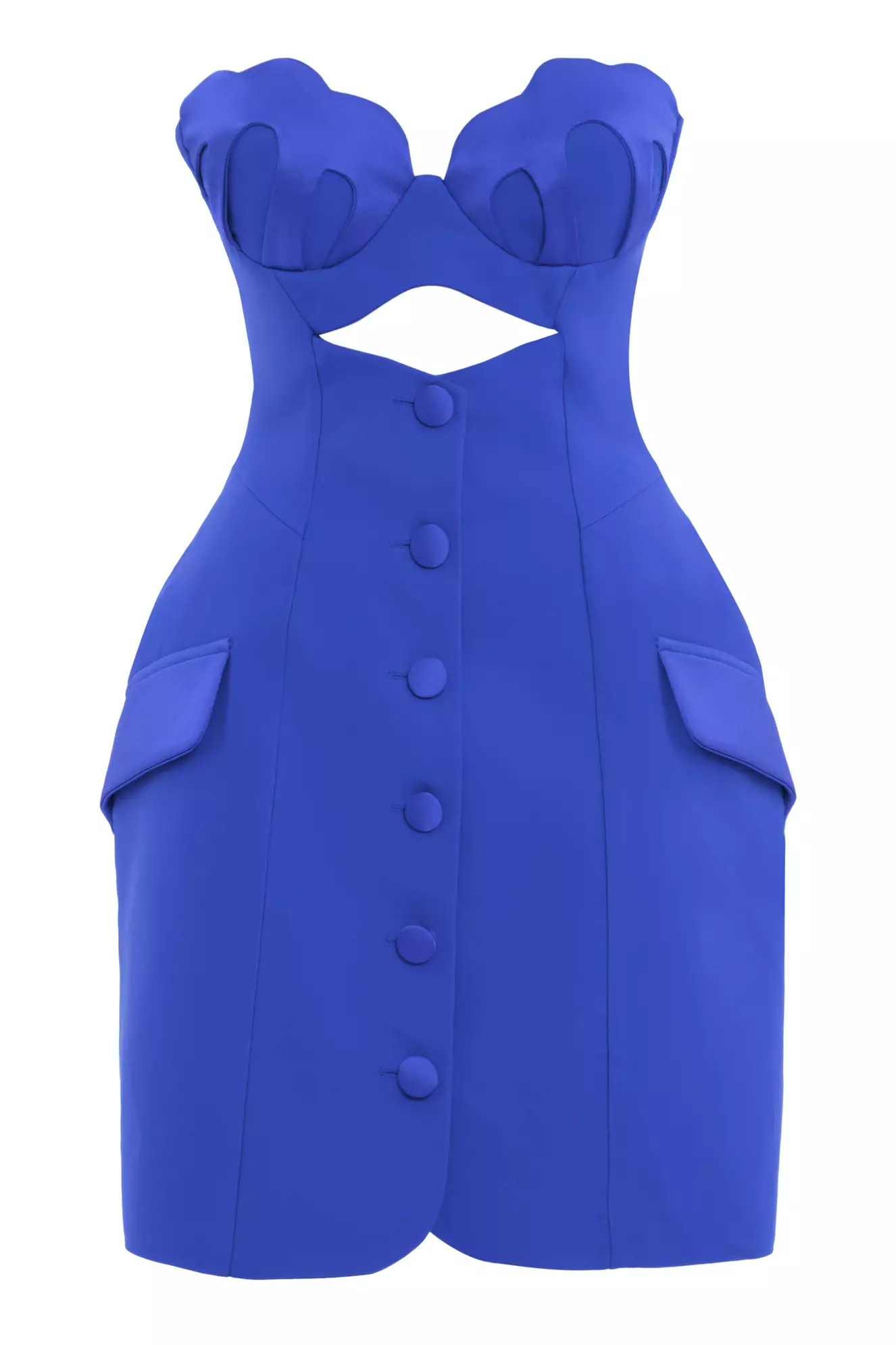 Blue Crepe Sleeveless Mini Dress