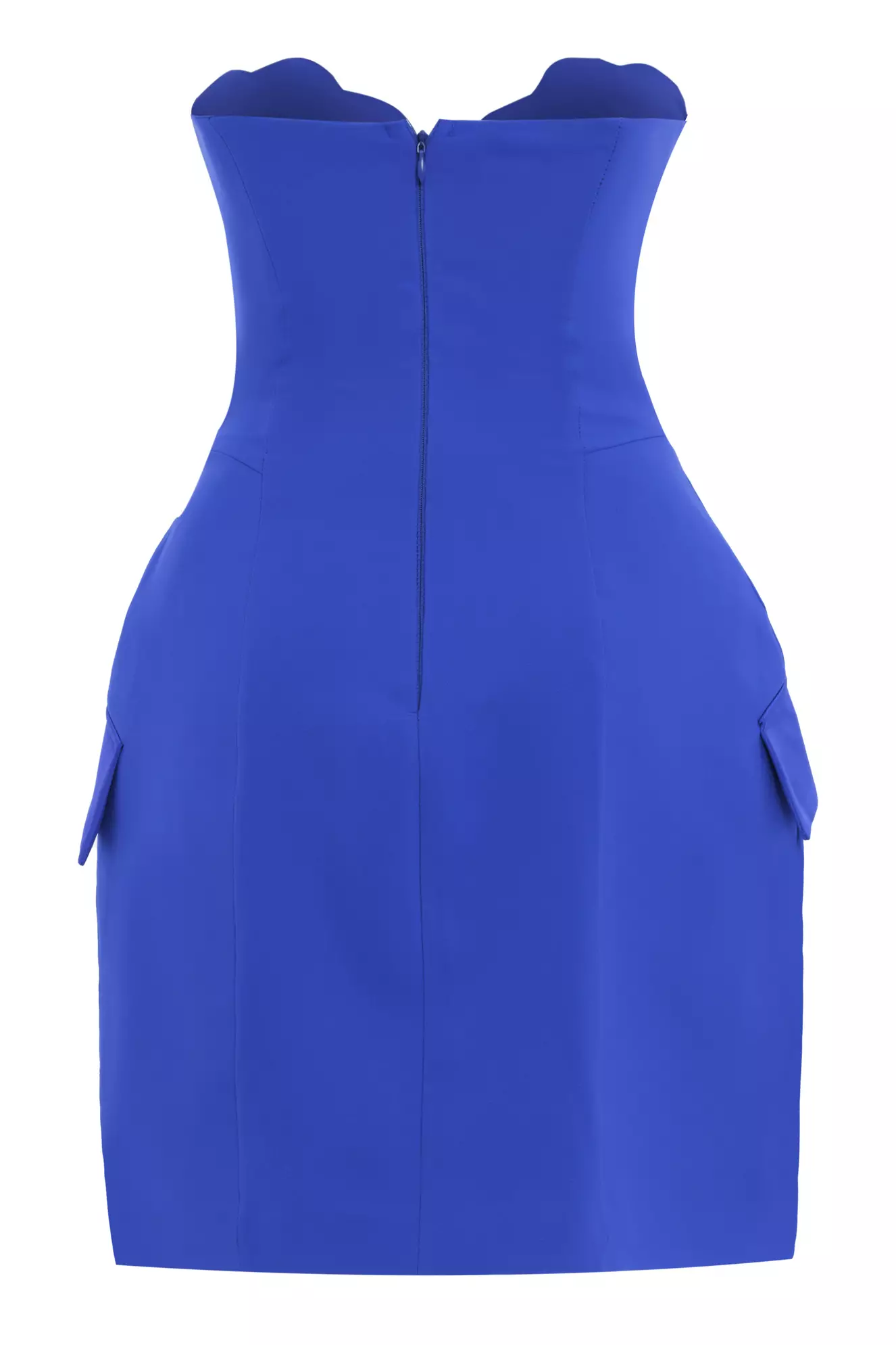 Blue Crepe Sleeveless Mini Dress