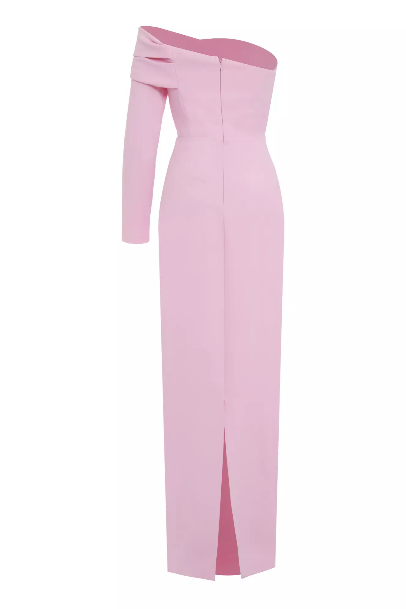 Pink Crepe One Arm Long Dress