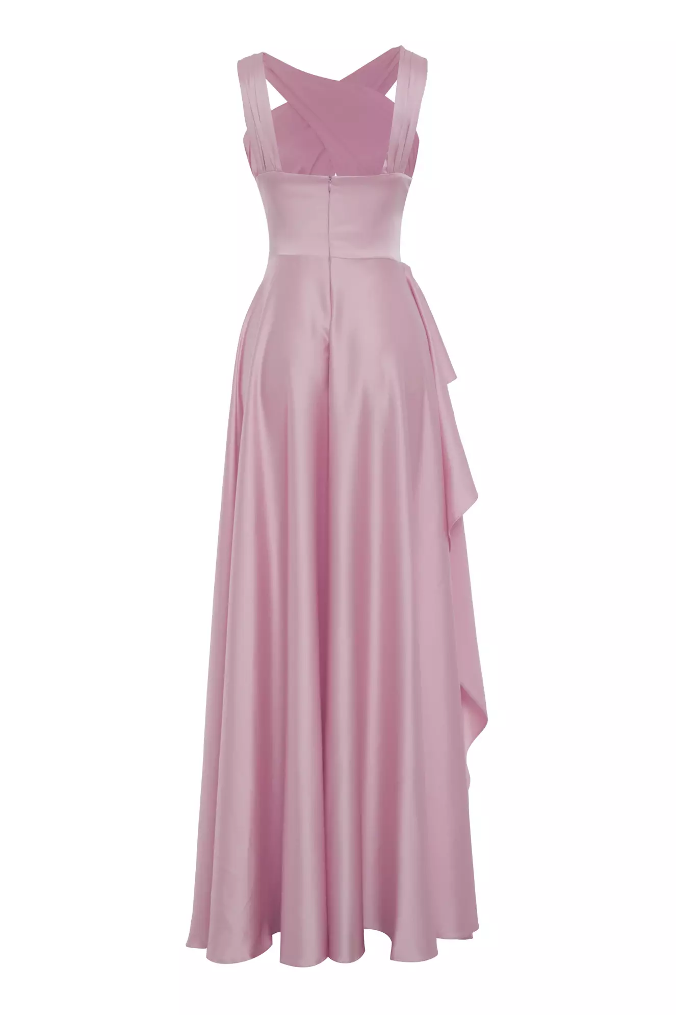 Blush satin sleeveless long dress