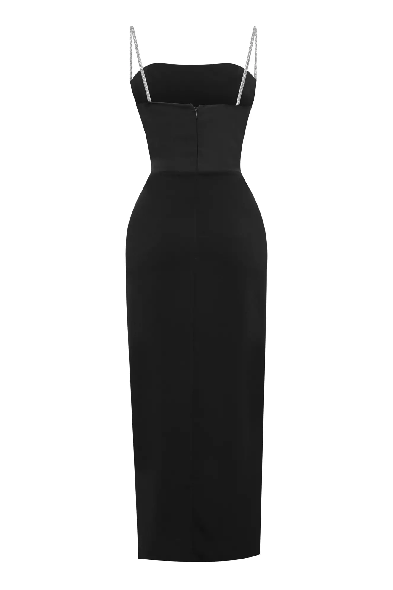 Black Krep Saten Sleeveless Midi Dress