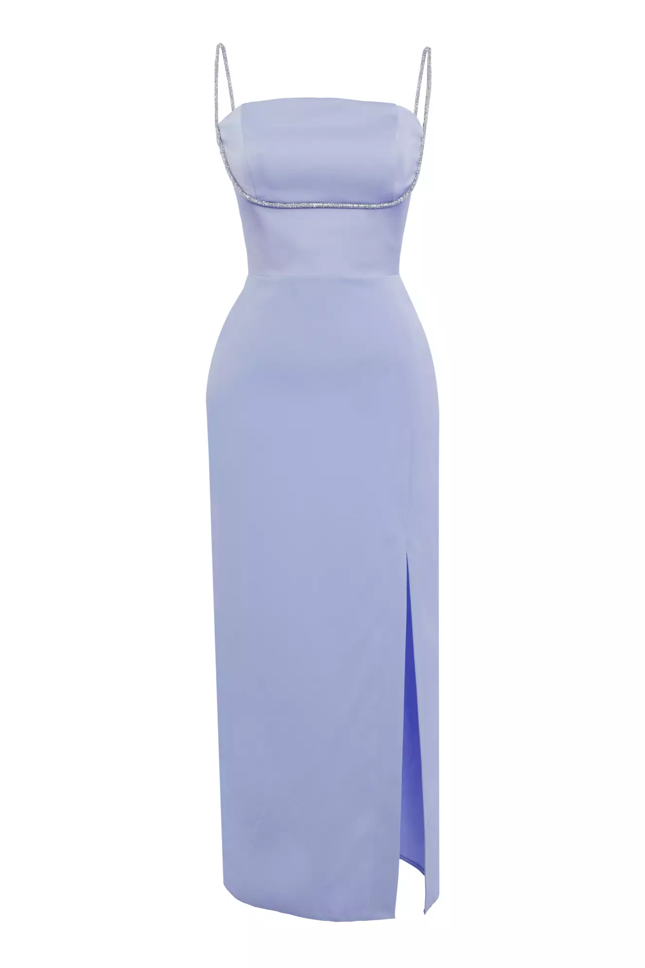 Blue crepe sleeveless midi dress