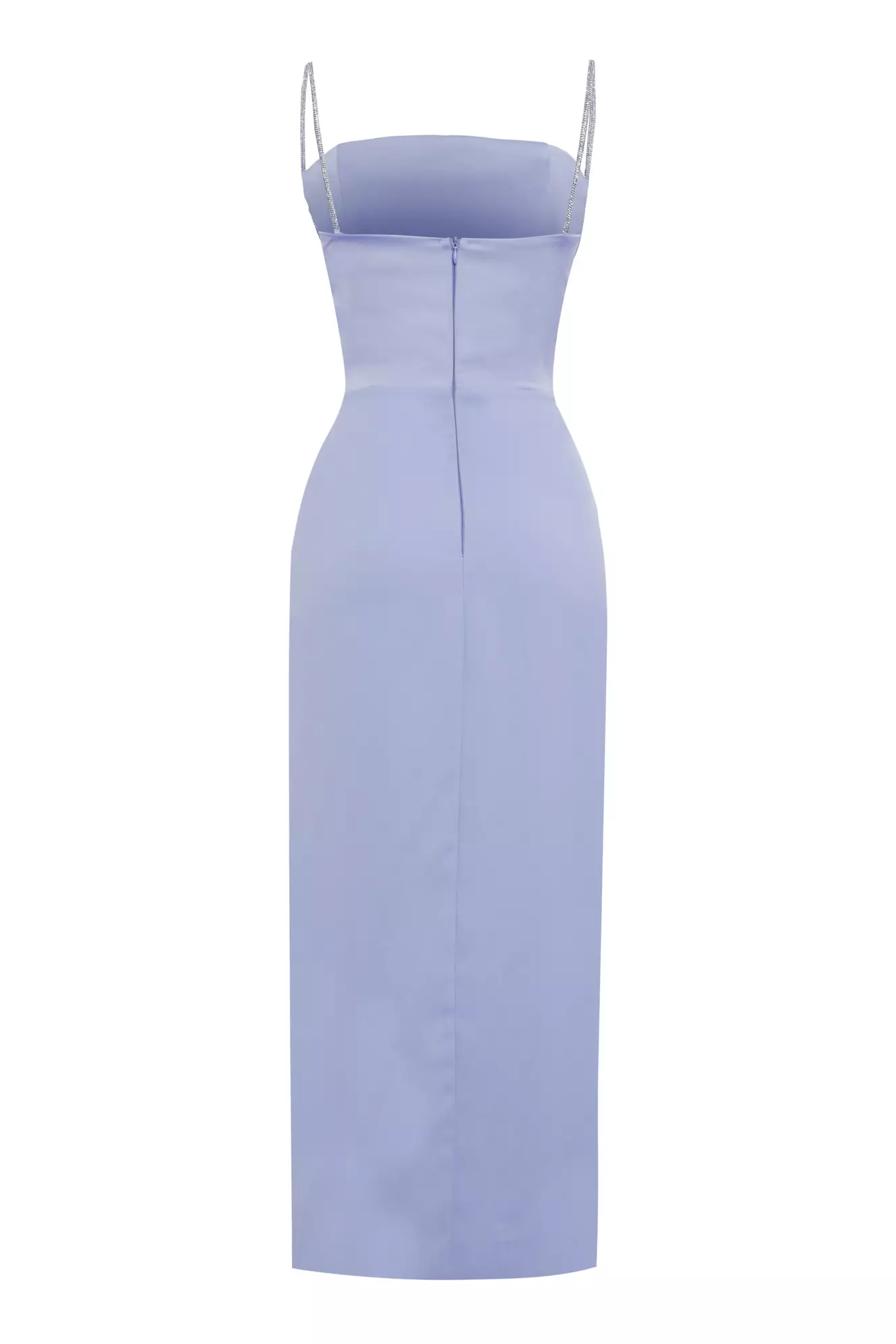 Blue crepe sleeveless midi dress