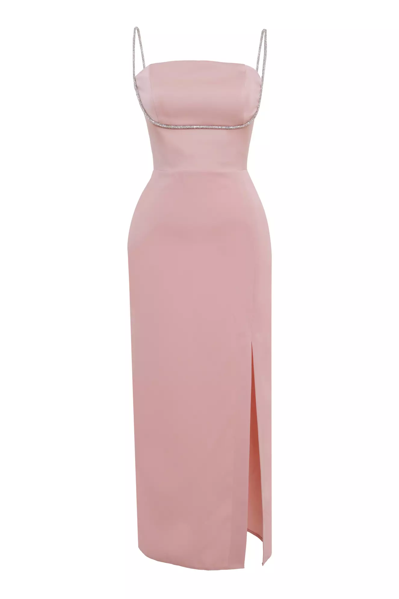 Light Pink Krep Saten Sleeveless Midi Dress