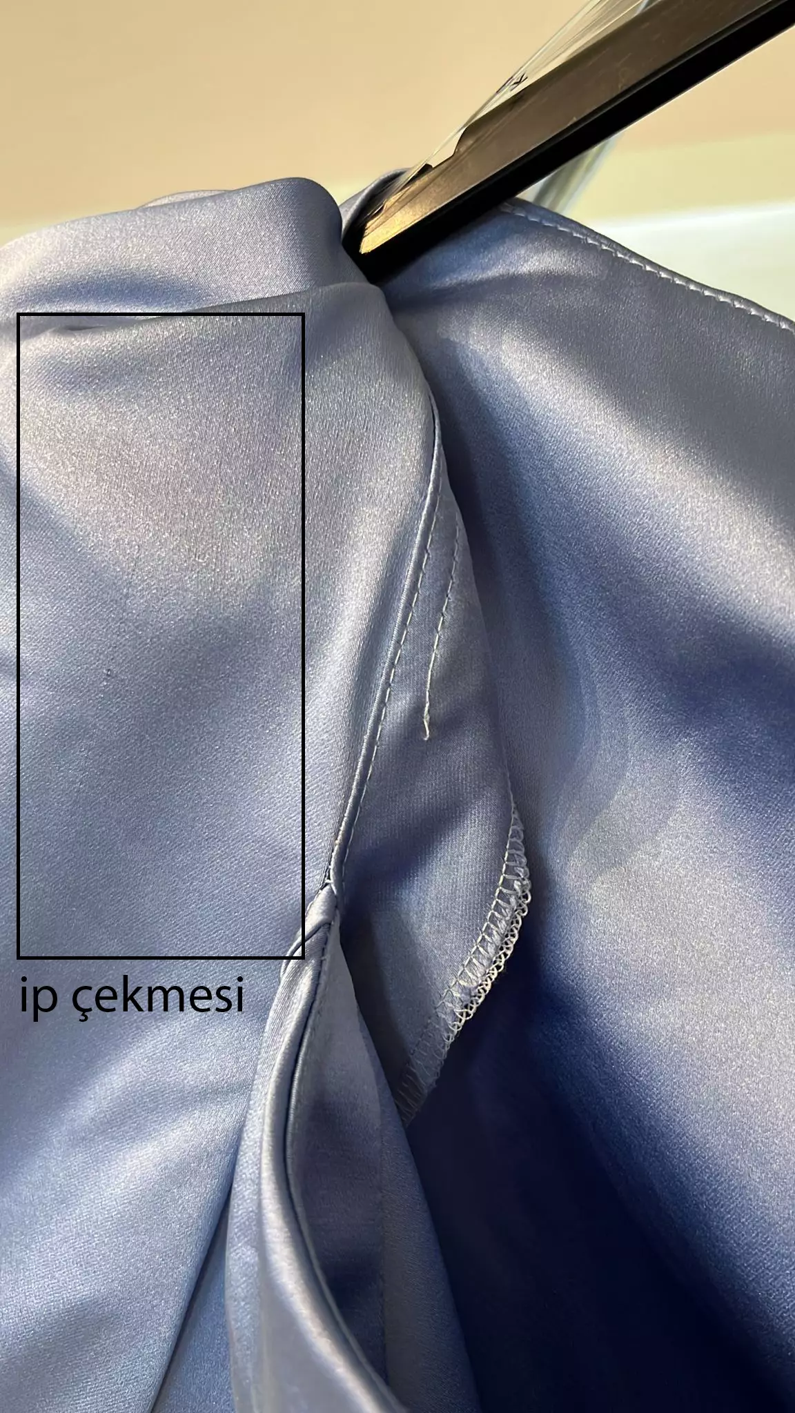 Indigo satin long sleeve long dress