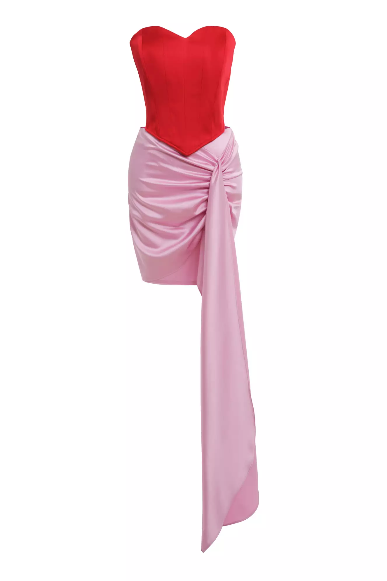 Red satin sleeveless mini