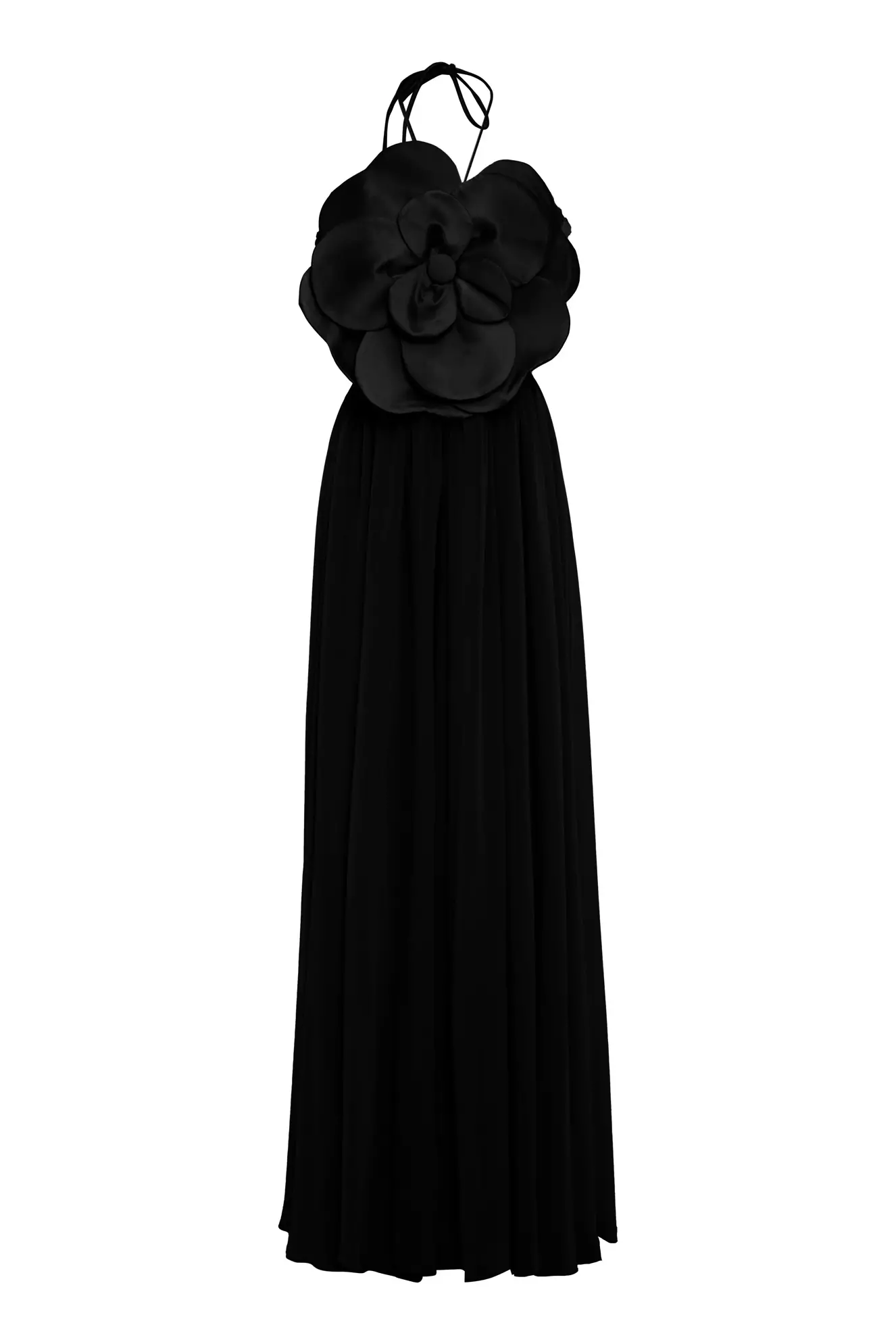 Black sifon sleeveless long dress