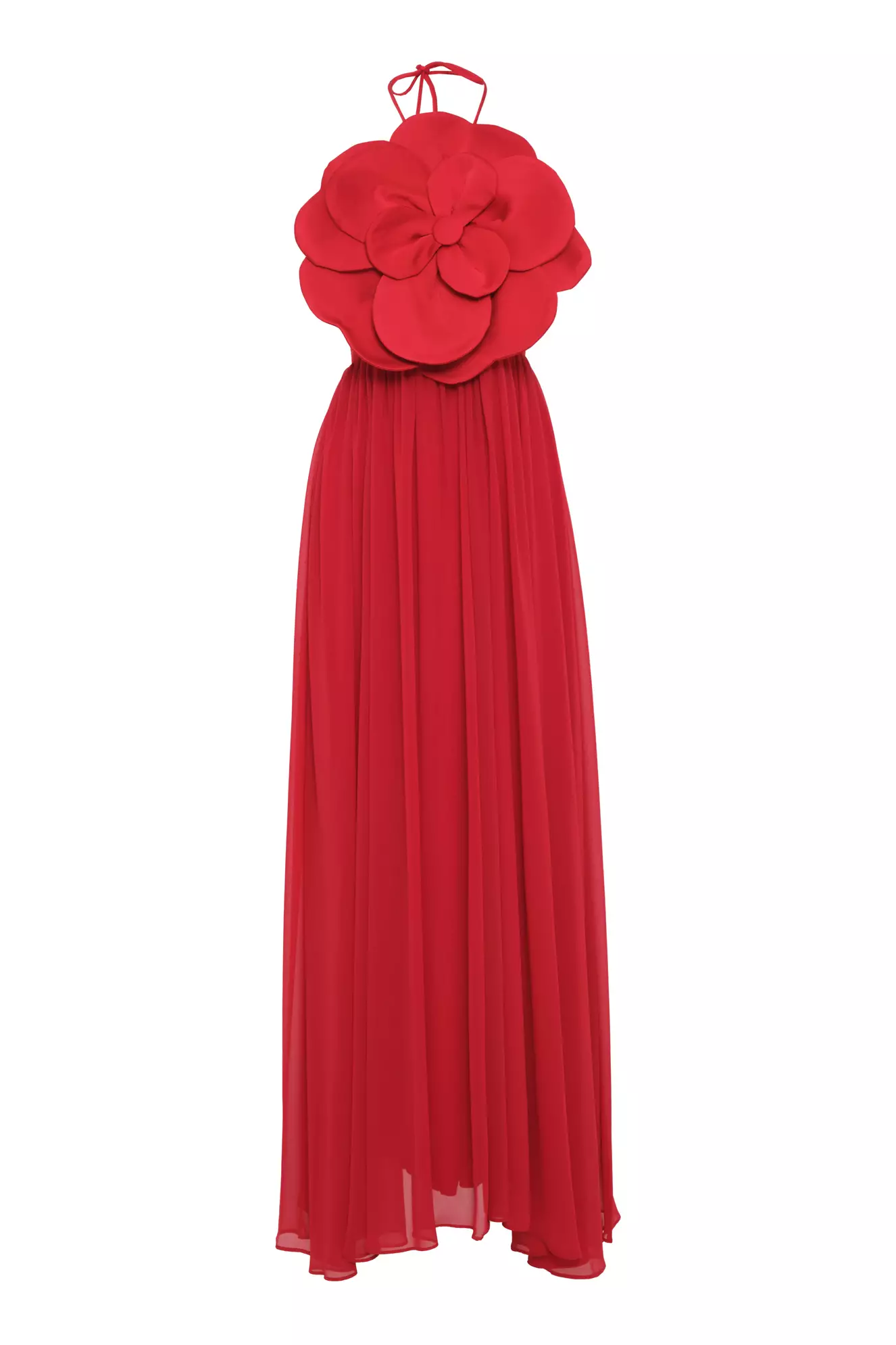 Red sifon sleeveless long dress