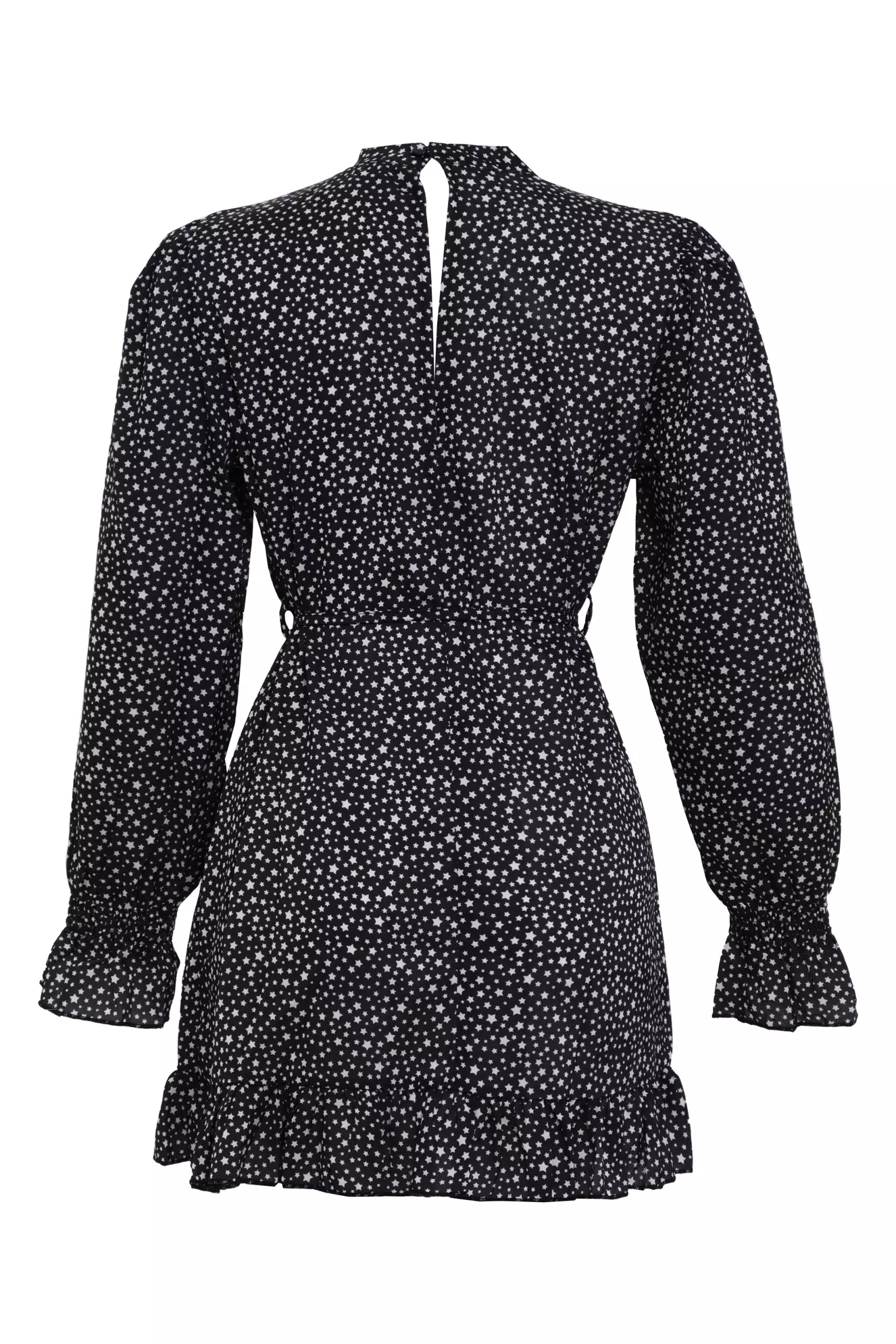 Black Satin Long Sleeve Mini Dress