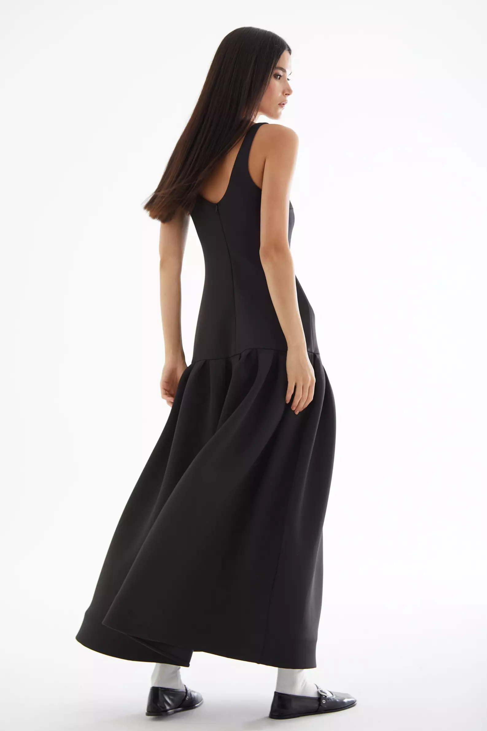 Black Dalgic Sleeveless Long Dress