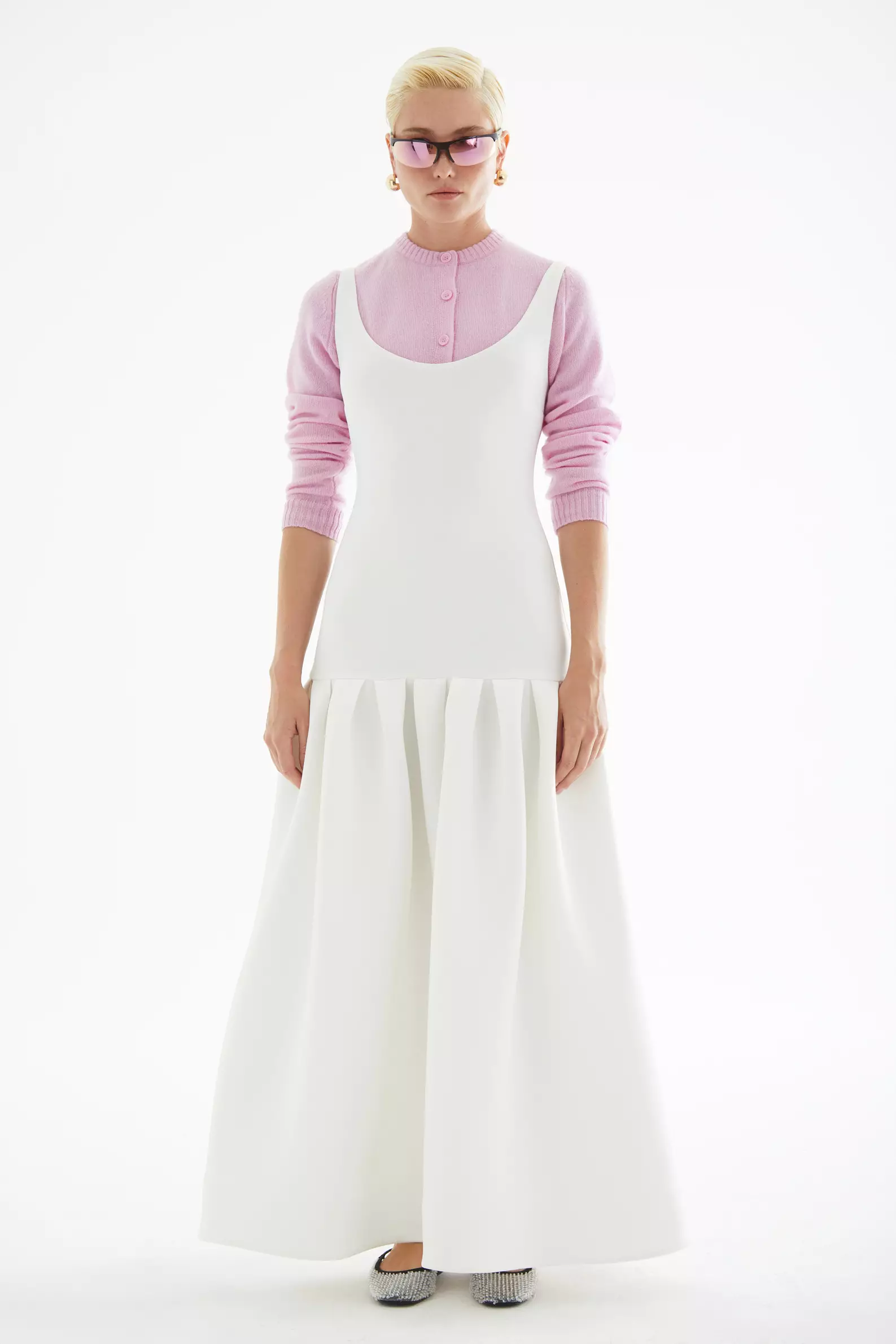 White Dalgic Sleeveless Long Dress