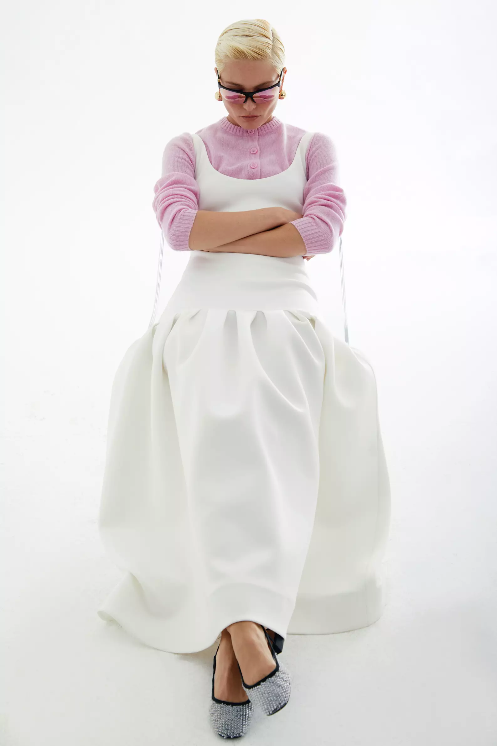 White Dalgic Sleeveless Long Dress