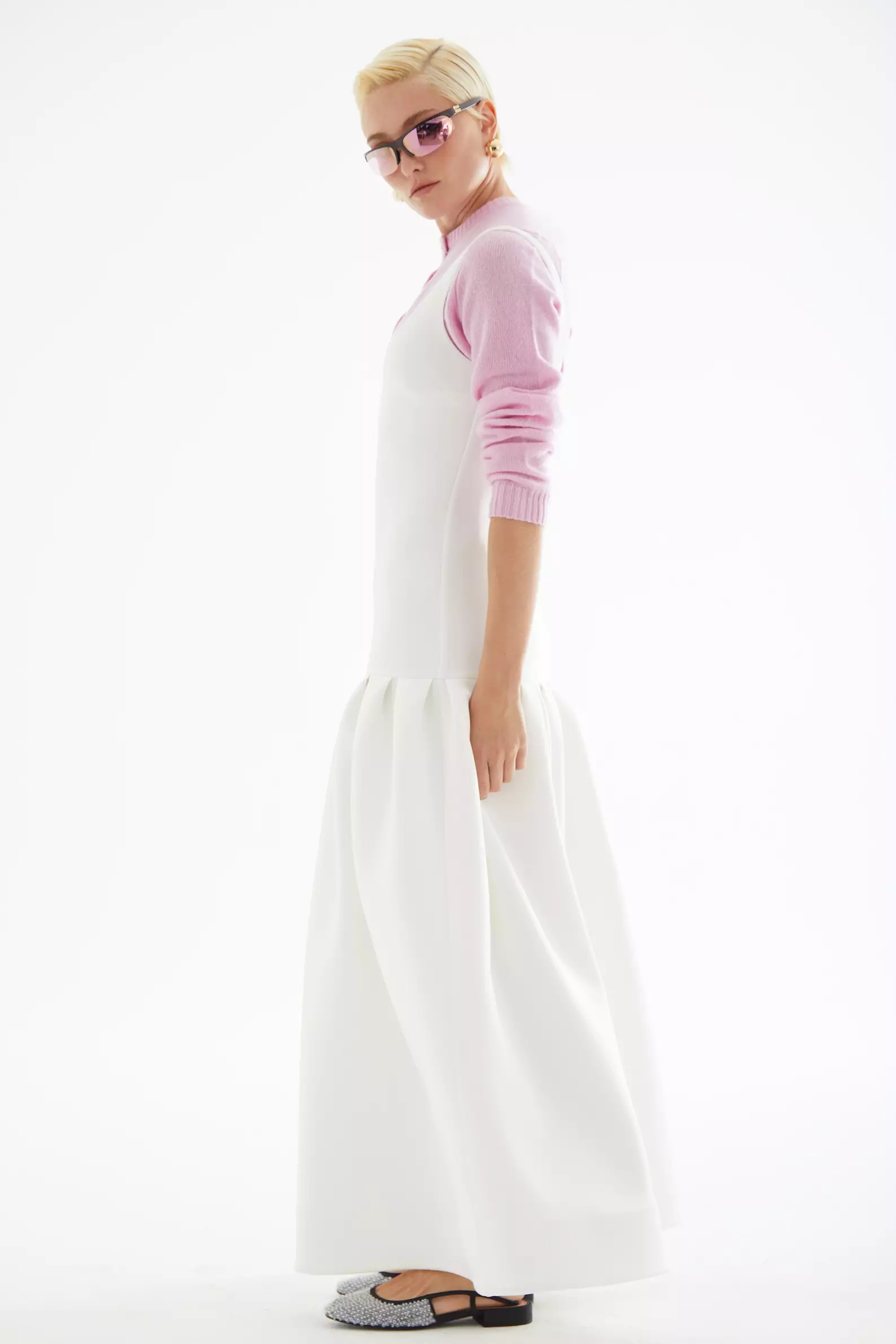 White Dalgic Sleeveless Long Dress